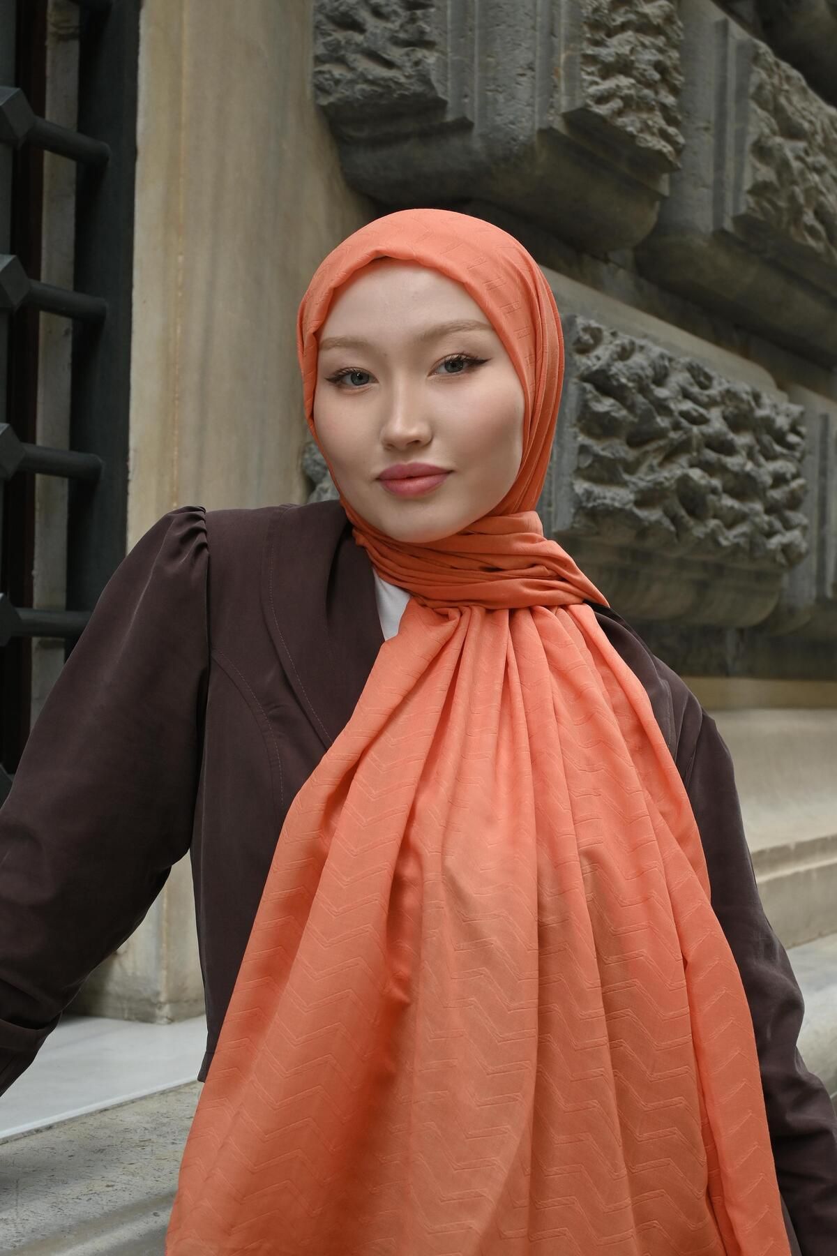 Pull Scarfs Yavru ağzı - Zigzag Desen Bambu Jakar