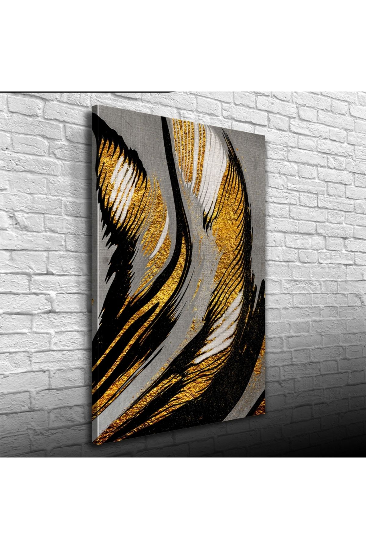 Kanonik Education Gri ve Altın Rengi Dekoratif Kanvas Tablo 50 x 70