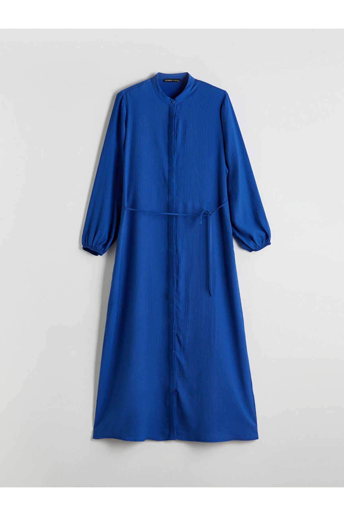 LC Waikiki-Rochie cămașă oversize cu guler albastru texturat în formă de A 5