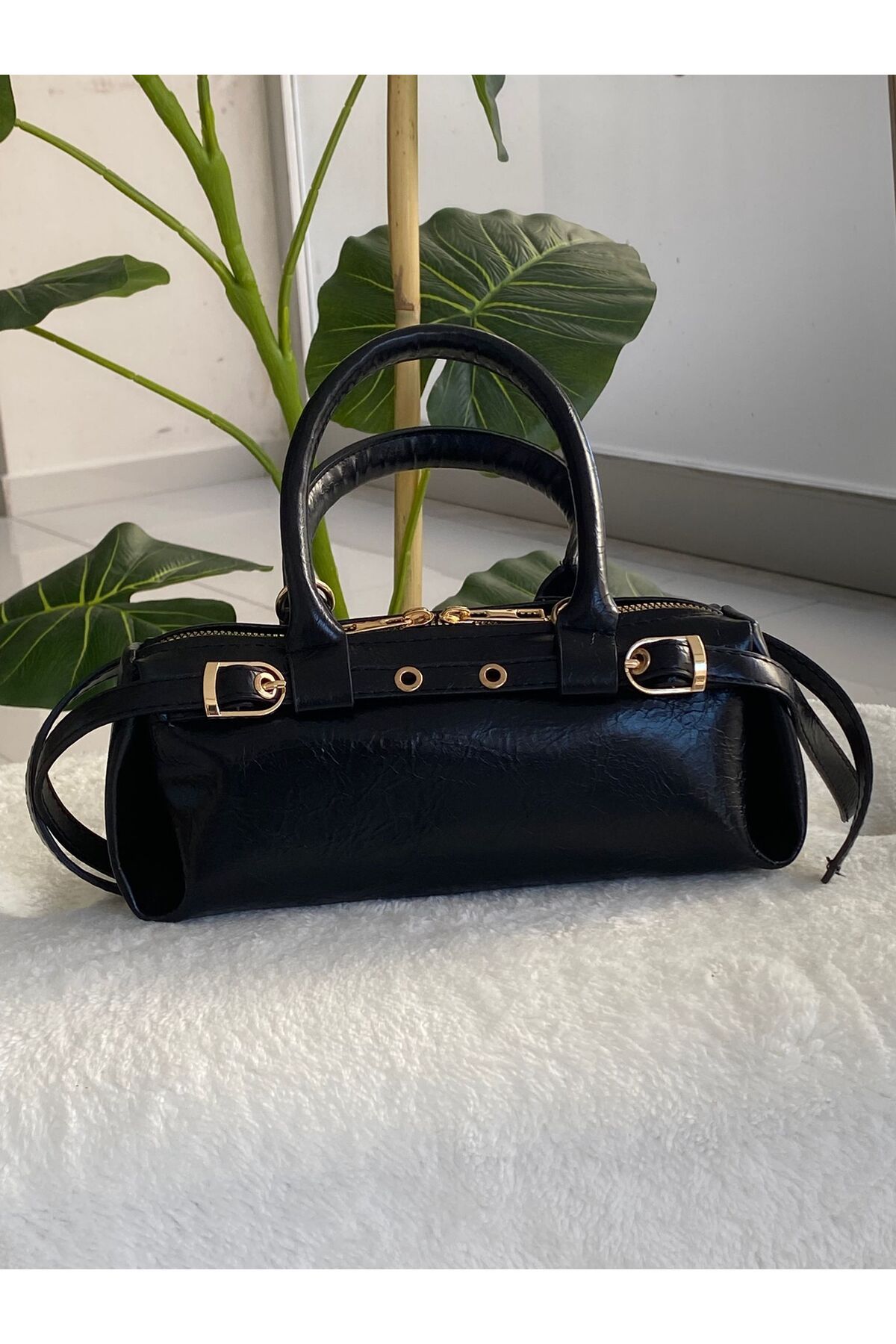 Nobles Jewellery Mini boy kemer detaylı kadın el ve omuz çantası