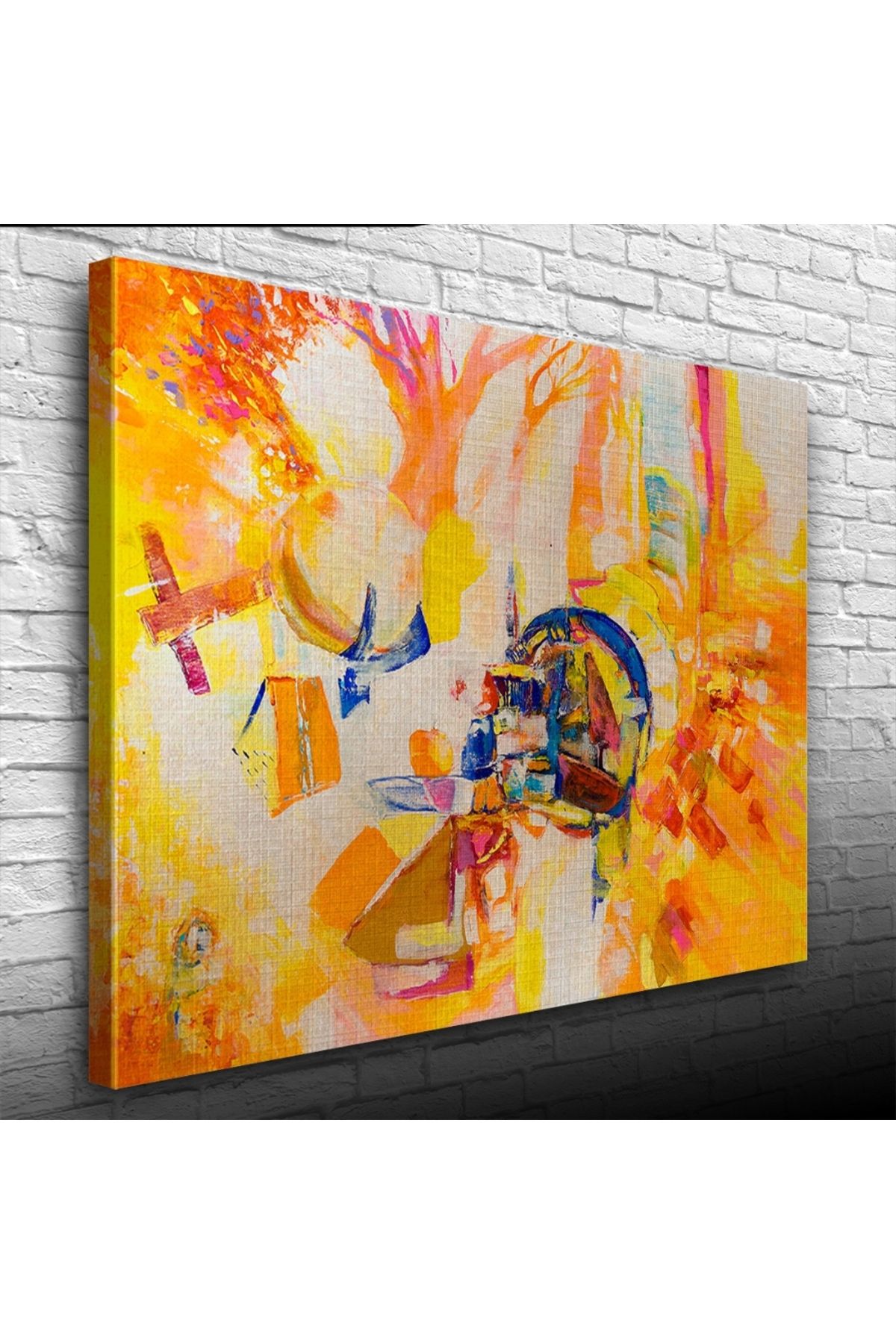 Kanonik Education Soyut, Sarı Tonlarda Ormanda Kamp, Kanvas Tablo 50 x 70