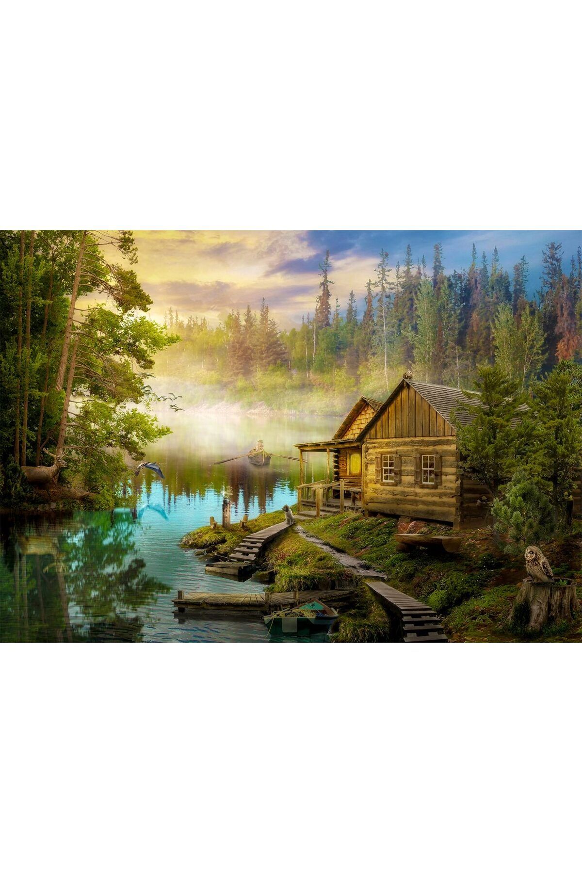 Enjoy-Puzzle 1000 pieces Enjoy - A Log Cabin on the River 2