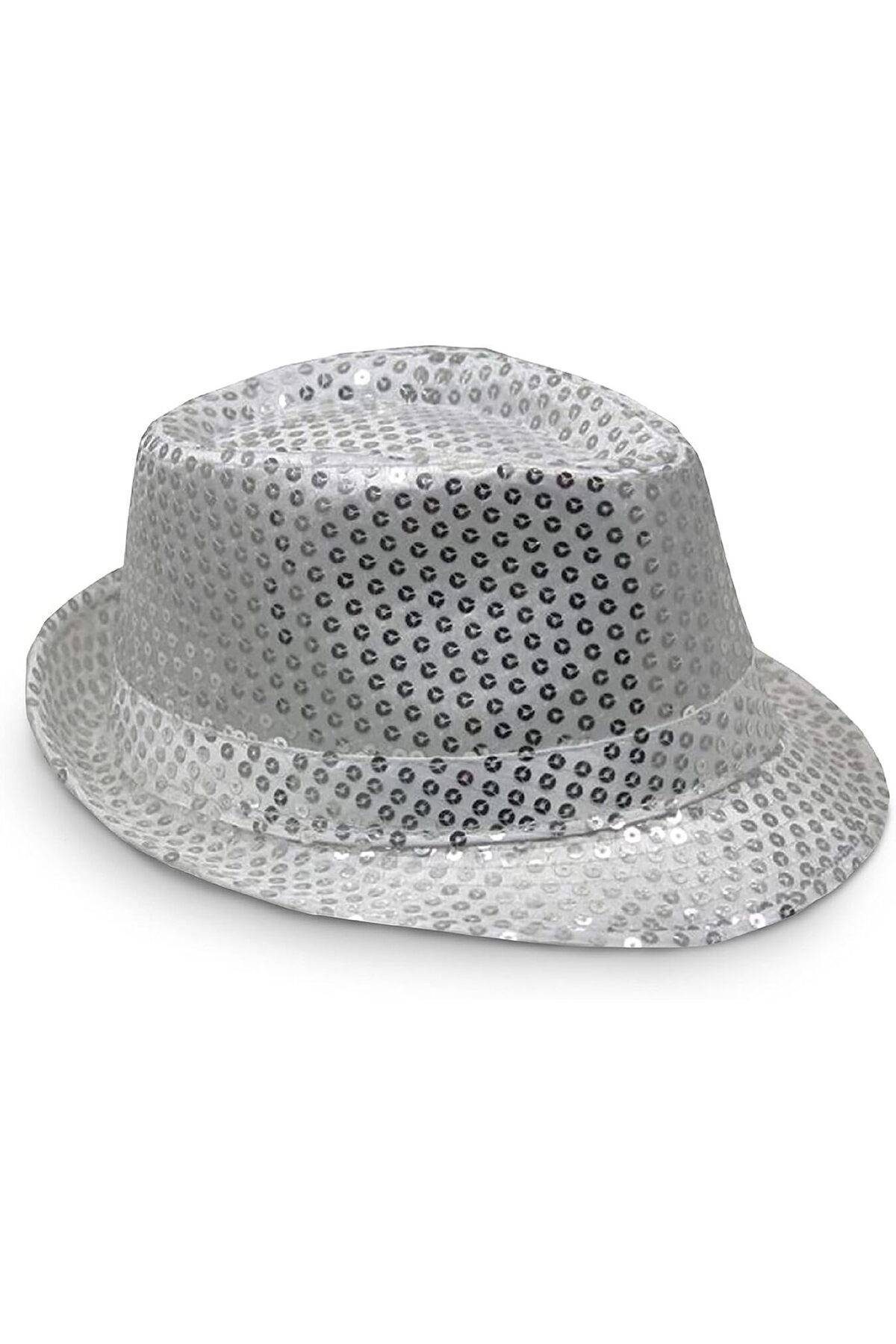 D&M Life Collection Gümüş Payetli Fötr Şapka Yetişkin Boy