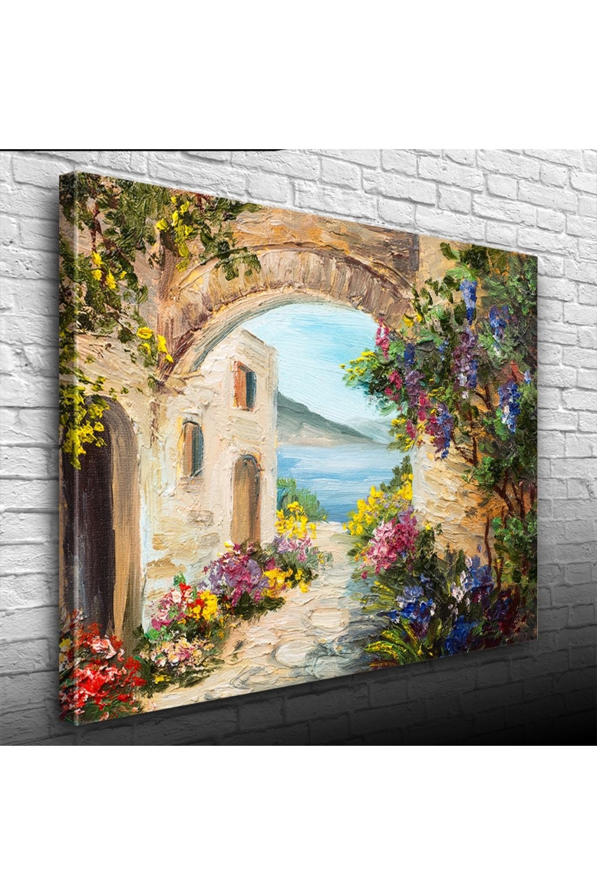 Kanonik Education Taş Kemerin Ardında Deniz Manzarası Yağlıboya Kanvas Tablo 50 x 70