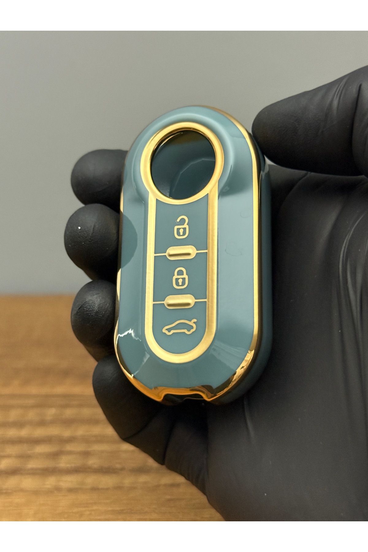 Mavi Keys Fiat Doblo, Ducato Uyumlu Sustalı 3 Düğmeli Silikon Anahtar Kumanda Koruma Nano Kılıf – Gri Renk