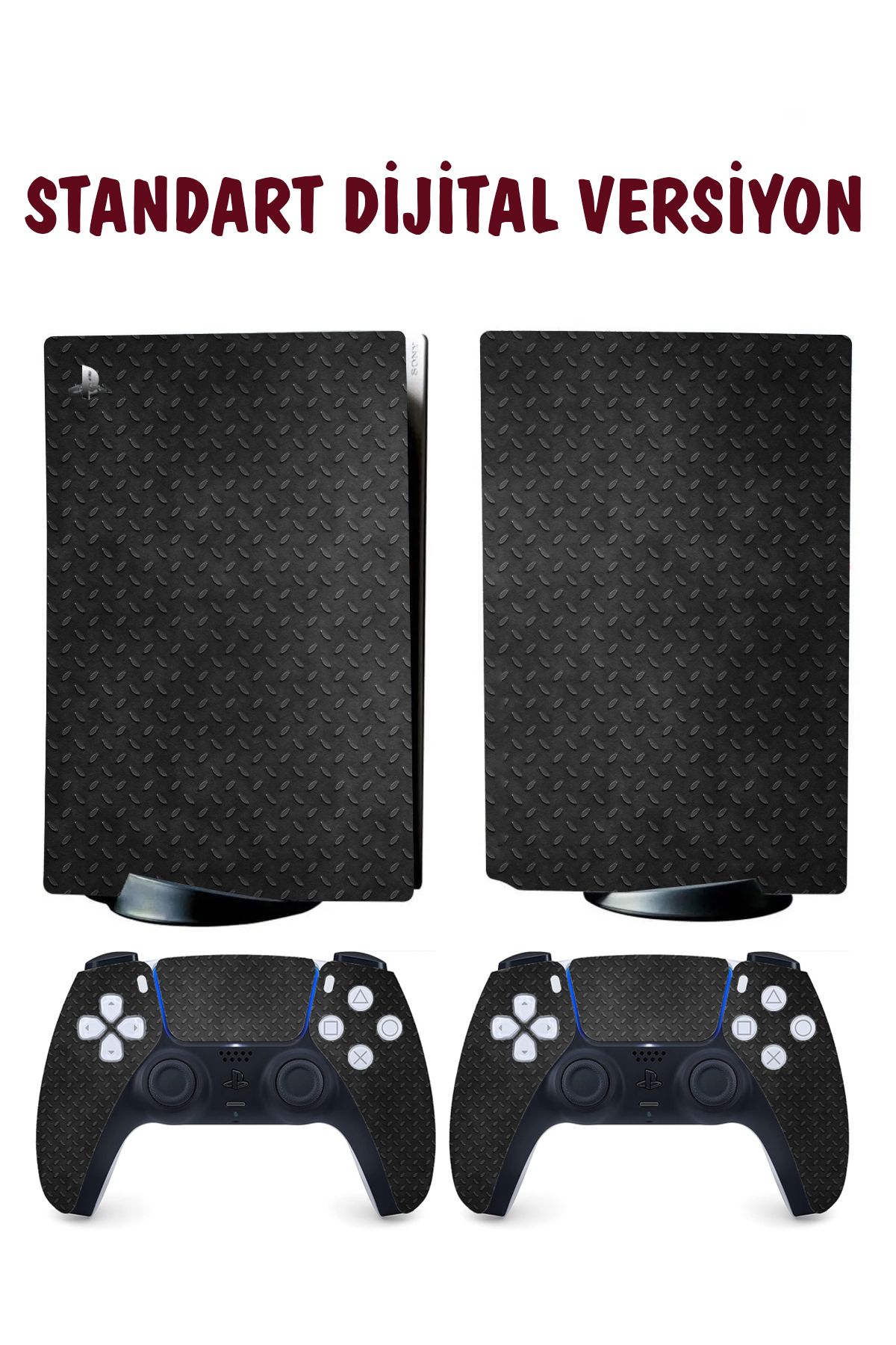 KT Decor Siyah Metal Yüzey Playstation 5 Full Sticker Kaplama Seti