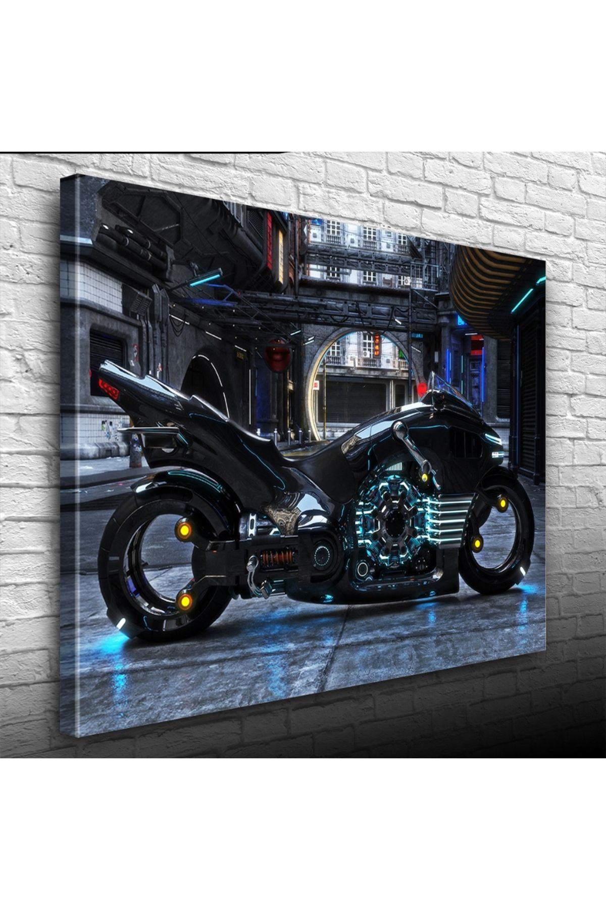 Kanonik Education Siyah Futuristik Naked Motosiklet Kanvas Tablo 50 x 70