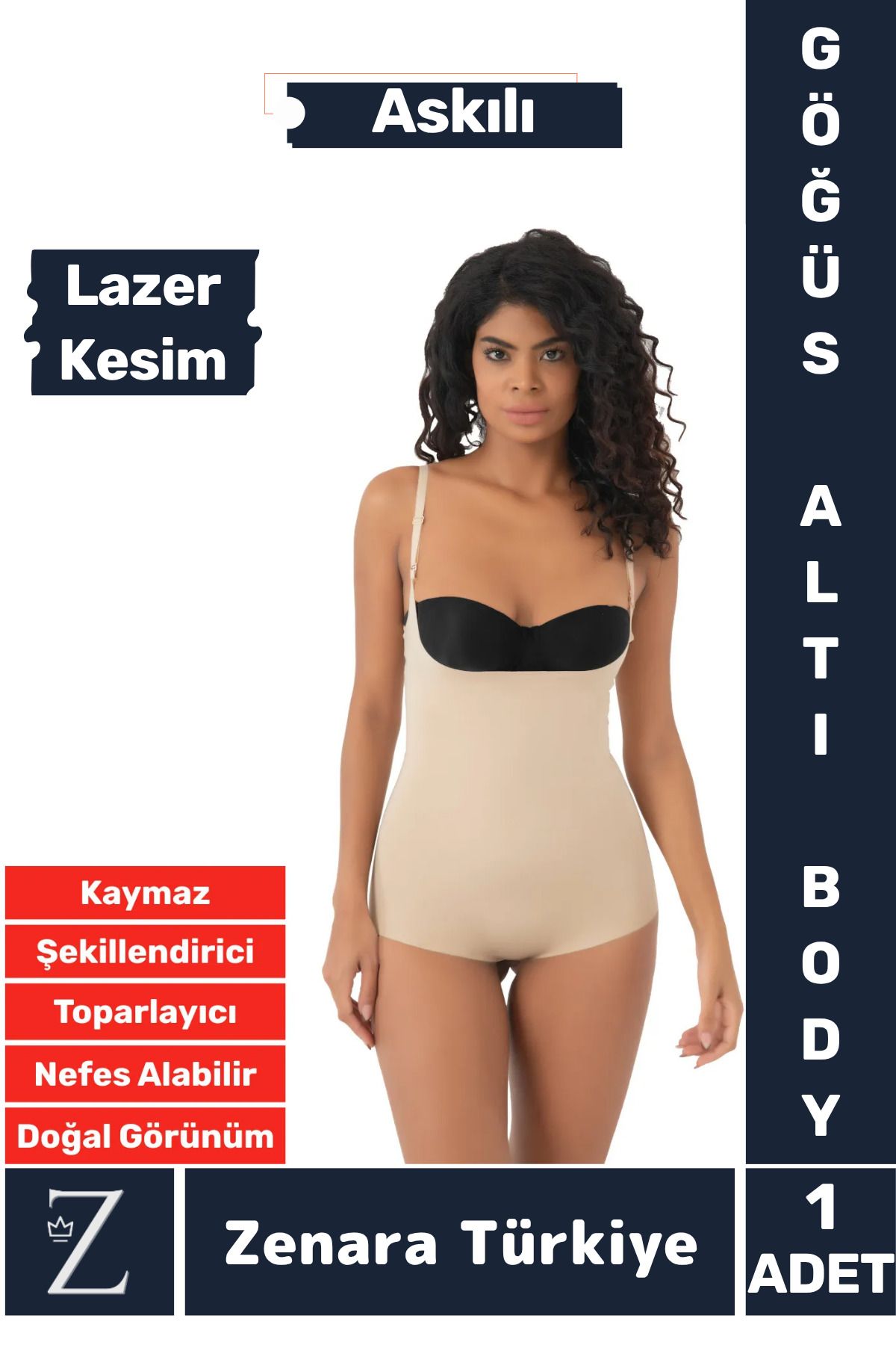 Zenara İç Göstermez Kaymaz Sıkılaştıran Şekillendiren Toparlayan LAZER KESİM Askılı Gögüs Altı Body Korse