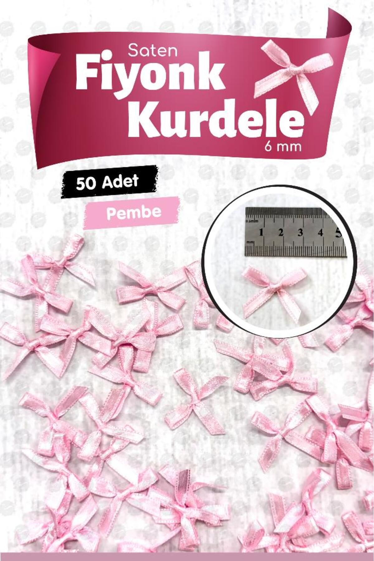 t tuğset etiket Fiyonk Saten 6 Mm Kurdele Fiyonk Kurdele Süs 50 Adet -T1380