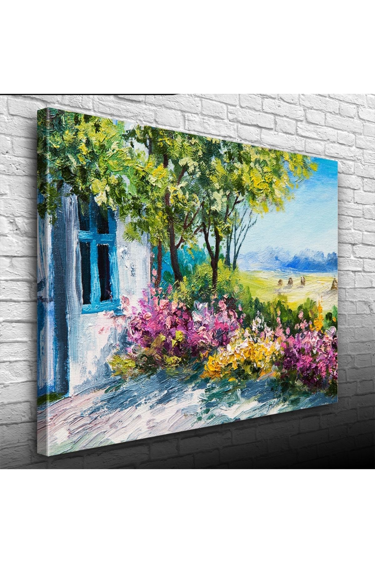 Kanonik Education Renkli Çiçekler ve Bahar Manzarası Yağlıboya Kanvas Tablo 50 x 70