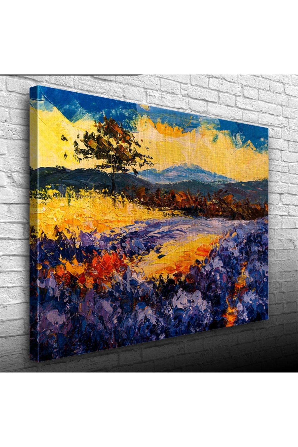 Kanonik Education Mavi ve Sarı Tonlarda Gündoğumu Manzara Kanvas Tablo 50 x 70