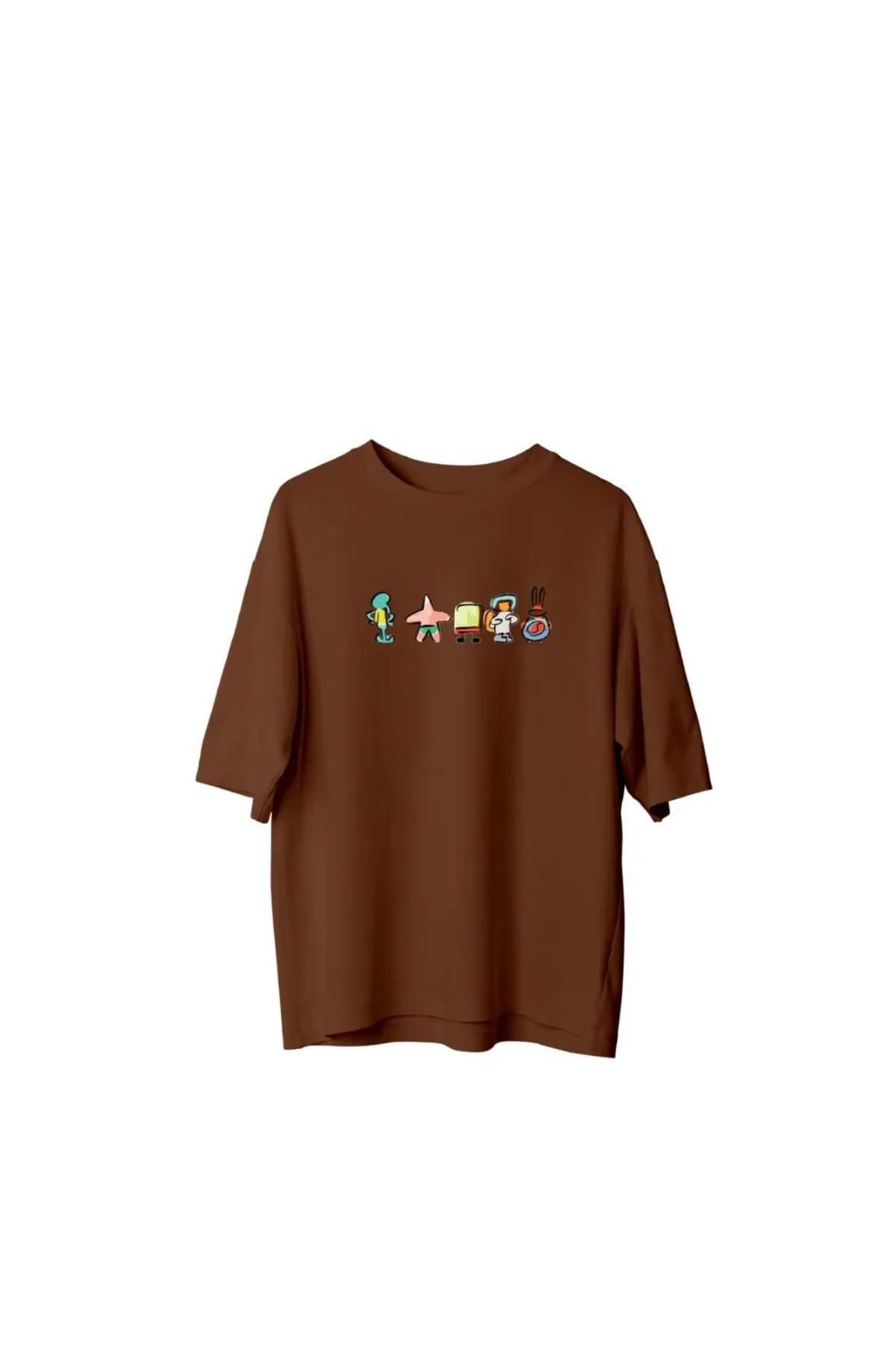 Koklonmoda Unisex Sponge Bob Baskılı Oversize T-Shirt