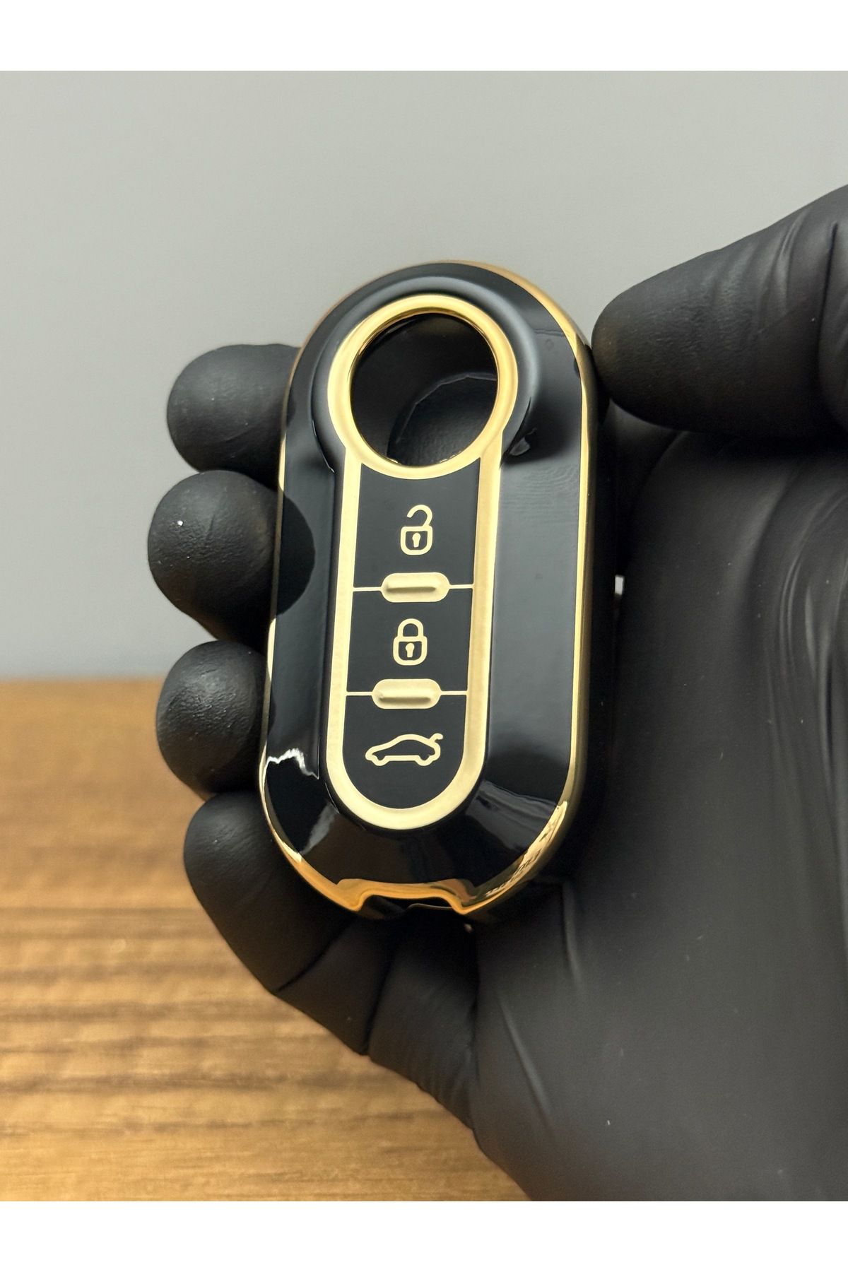 Mavi Keys Fiat Doblo, Ducato Uyumlu Sustalı 3 Düğmeli Silikon Anahtar Kumanda Koruma Nano Kılıf – Siyah Renk
