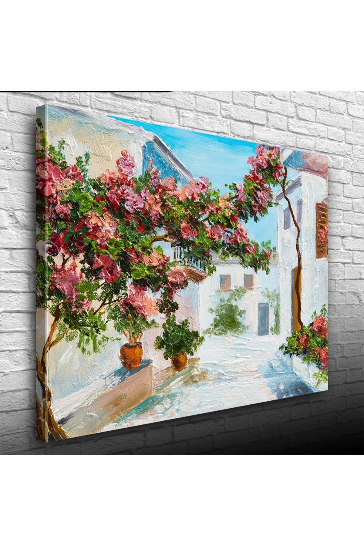 Kanonik Education Sarmaşık ve Köy Evleri Yağlıboya Kanvas Tablo 50 x 70