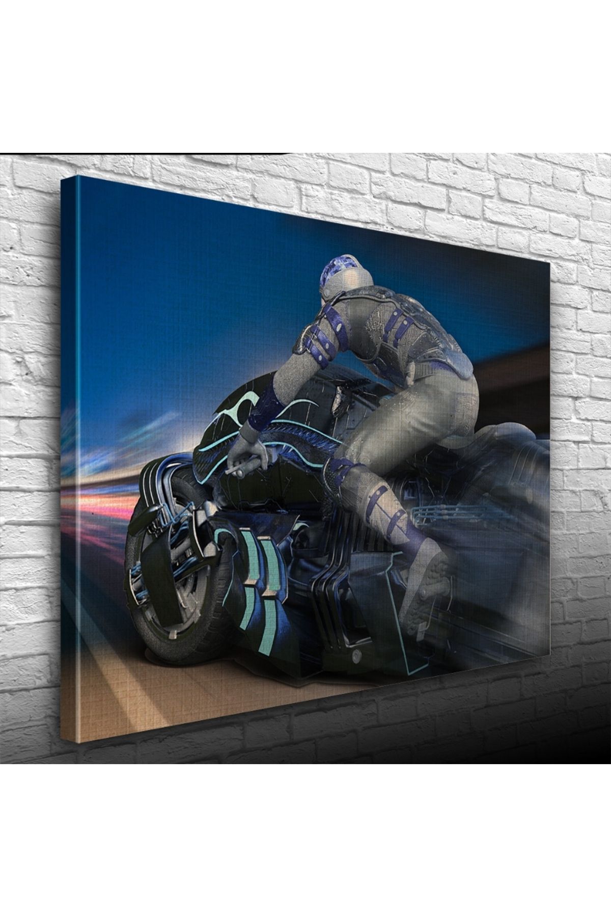 Kanonik Education Futuristik Motosiklet ve Sürücüsü Kanvas Tablo 50 x 70