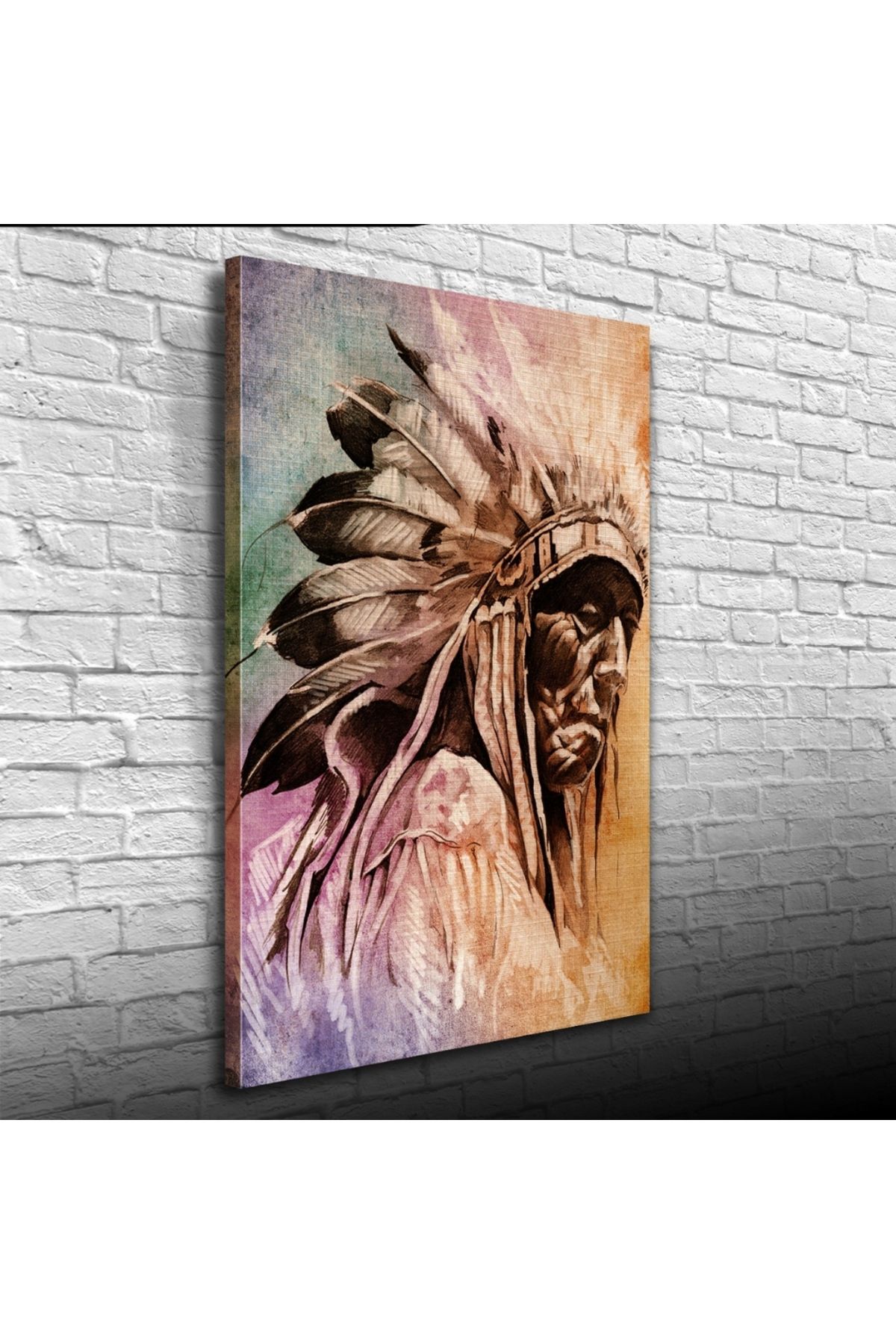 Kanonik Education Dekoratif Yaşlı Kızılderili Erkek Portre Kanvas Tablo 50 x 70