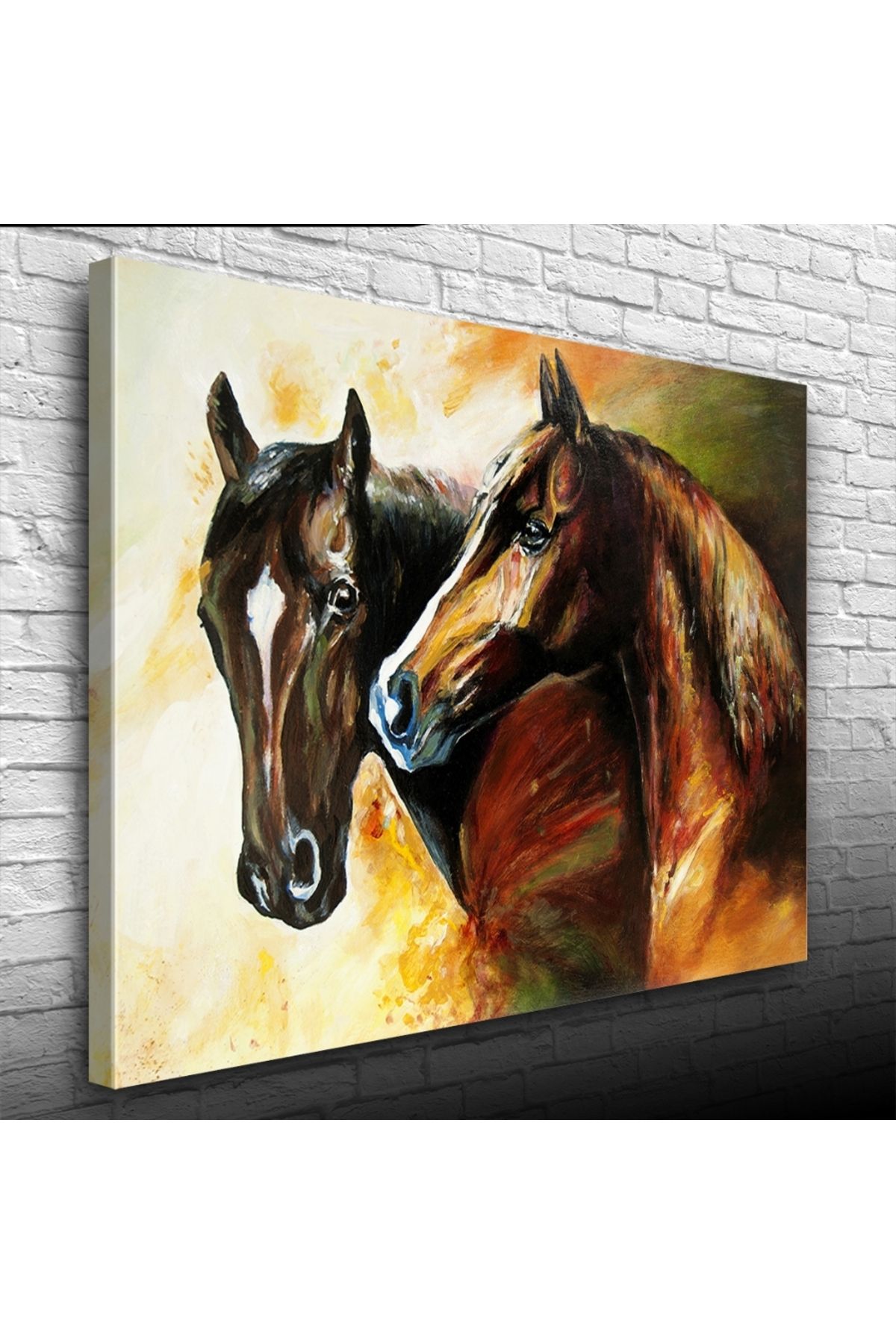 Kanonik Education İki At Yağlıboya Kanvas Tablo 50 x 70
