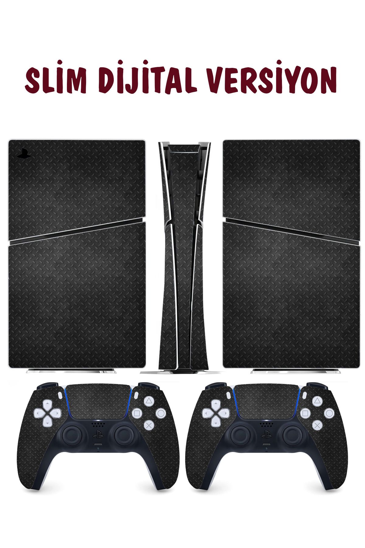 KT Decor Siyah Metal Yüzey Playstation 5 Full Sticker Kaplama Seti