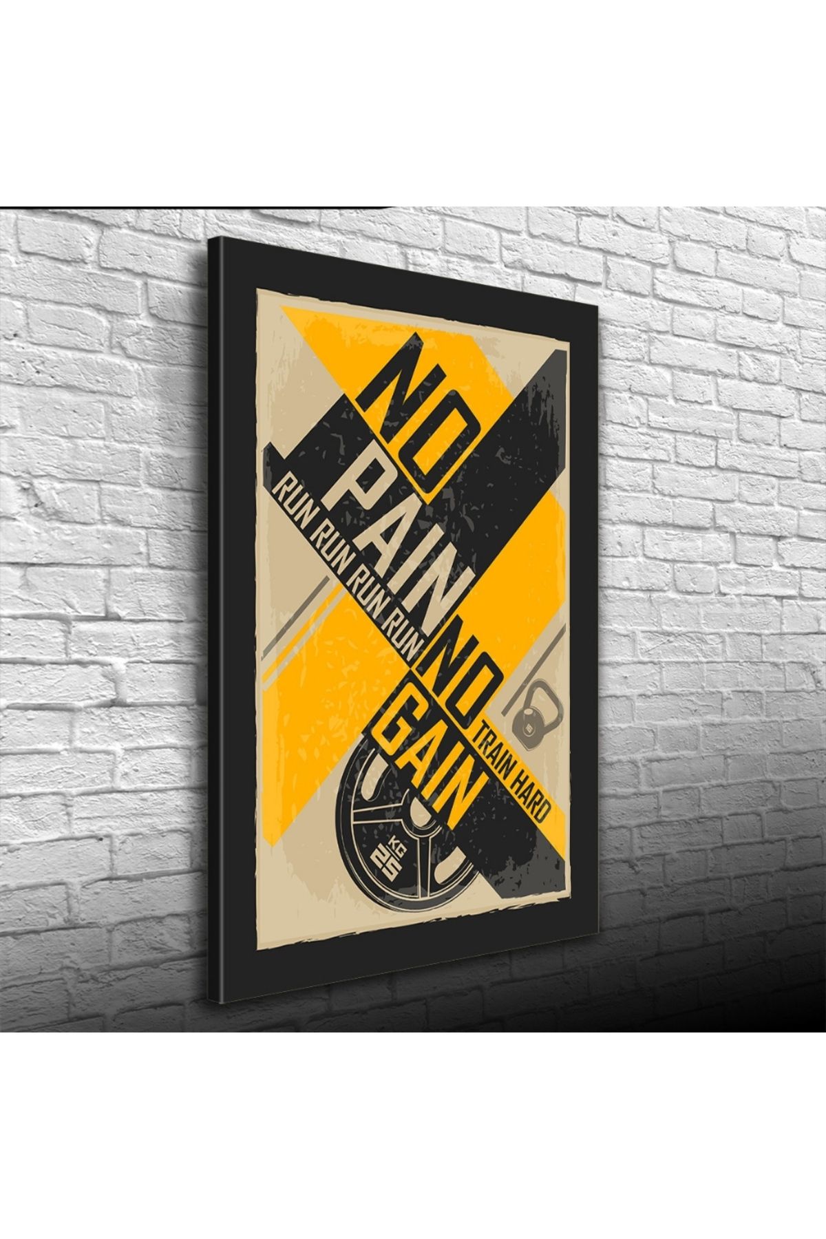 Kanonik Education No Pain No Gain Sarı Siyah Poster Kanvas Tablo 50 x 70