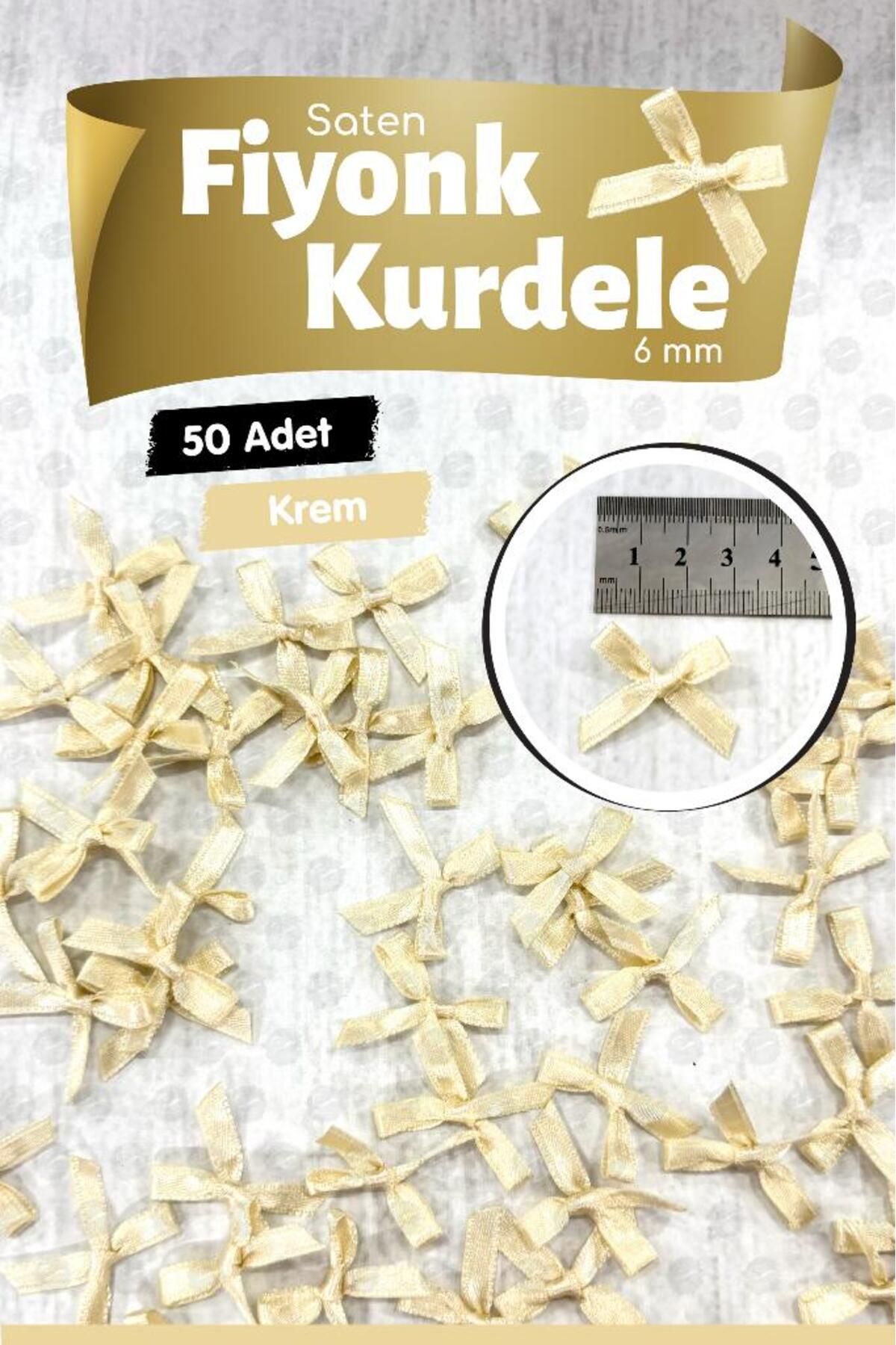 t tuğset etiket Fiyonk Saten 6 Mm Kurdele Fiyonk Kurdele Süs 50 Adet -T1380