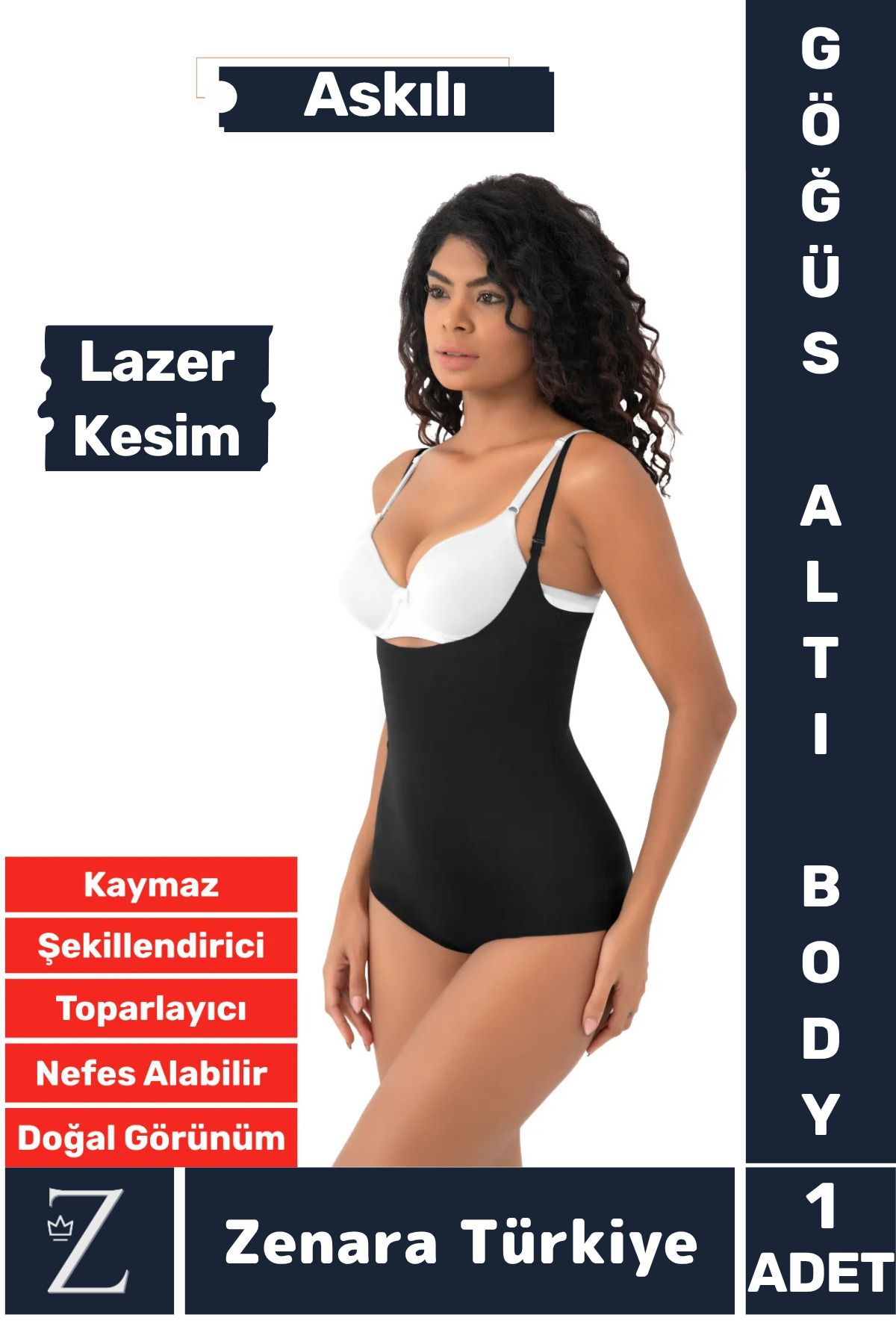 Zenara İç Göstermez Kaymaz Sıkılaştıran Şekillendiren Toparlayan LAZER KESİM Askılı Gögüs Altı Body Korse