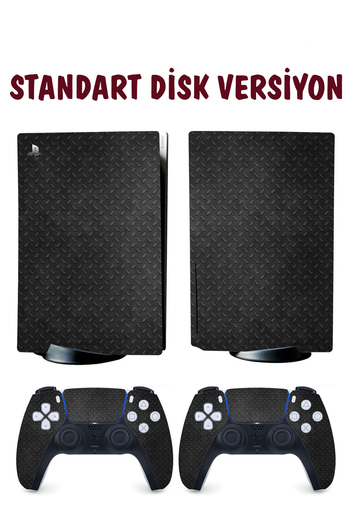 KT Decor Siyah Metal Yüzey Playstation 5 Full Sticker Kaplama Seti