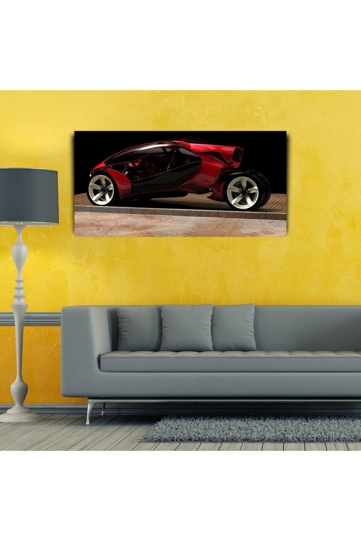 Kanonik Education Futuristik Kırmızı Araba Kanvas Tablo 60 x 120