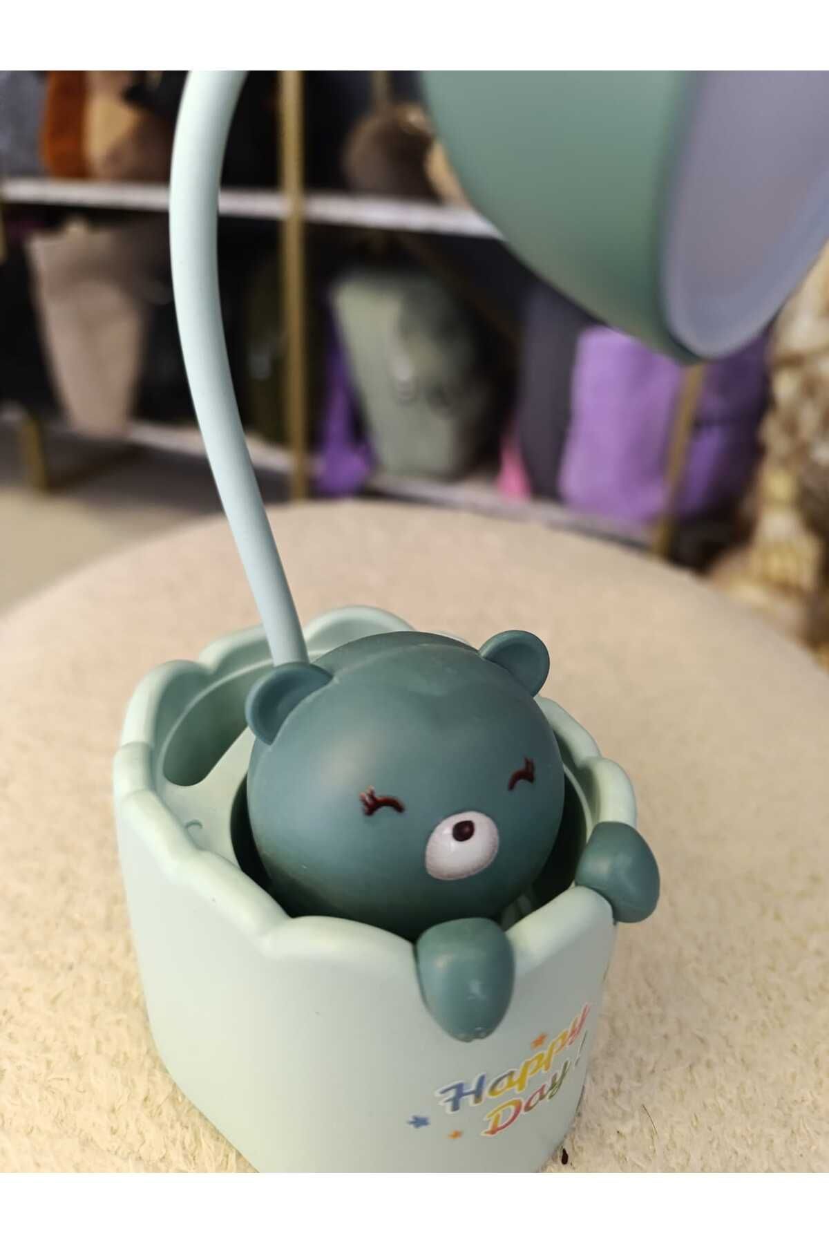 Hane 🧸 Neşeli "Happy Day" Ayıcık Masa Lambası:Esnek & Işıklı Tabanıyla Çocukların Yeni Gözdesi! 🧸