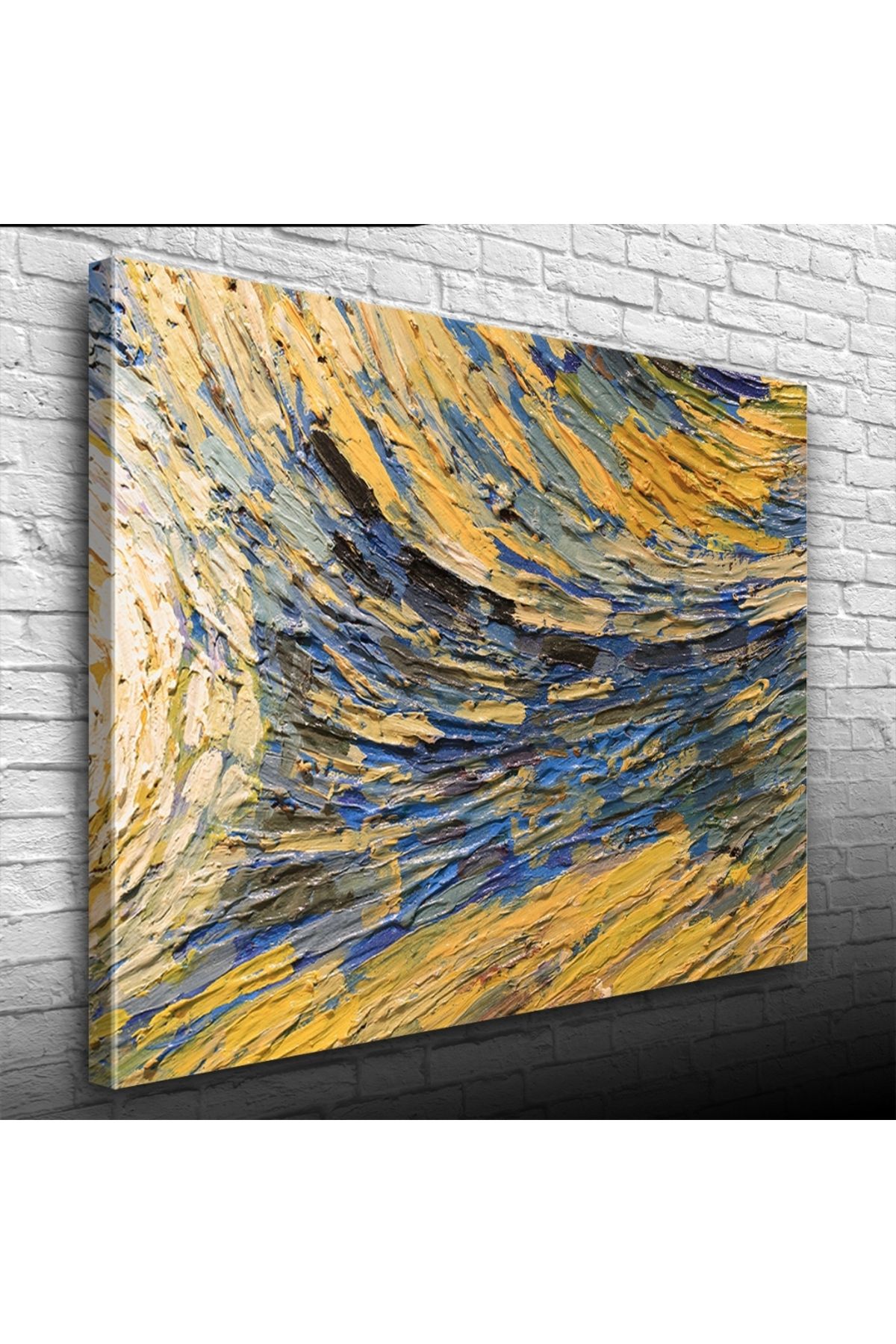 Kanonik Education Sarı ve Mavi Tonlarda Soyut Yağlıboya Kanvas Tablo 50 x 70