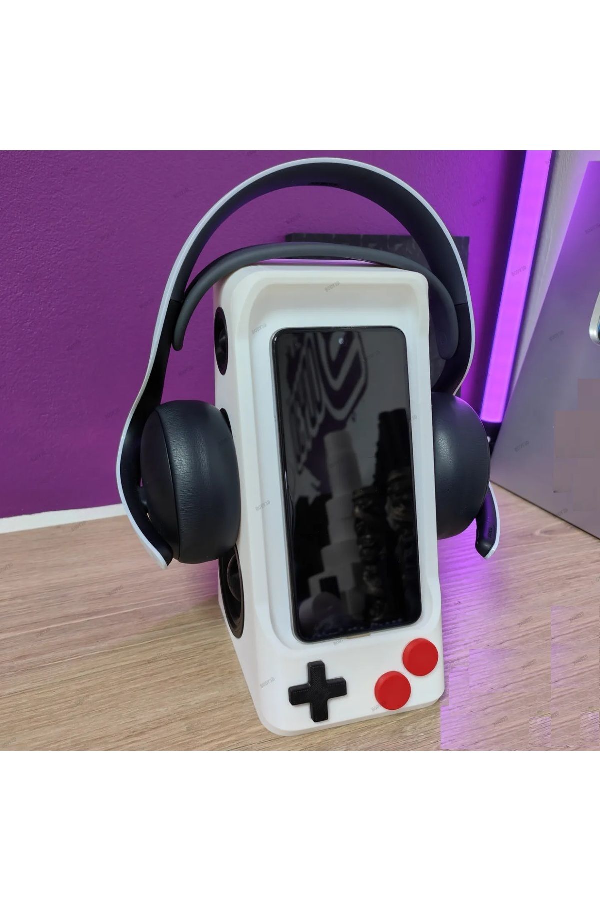 Talha Hoparlör Görünümlü Kulaklık ve Telefon Tutucu (Şarj Kablosu Kanalı Mevcuttur.)