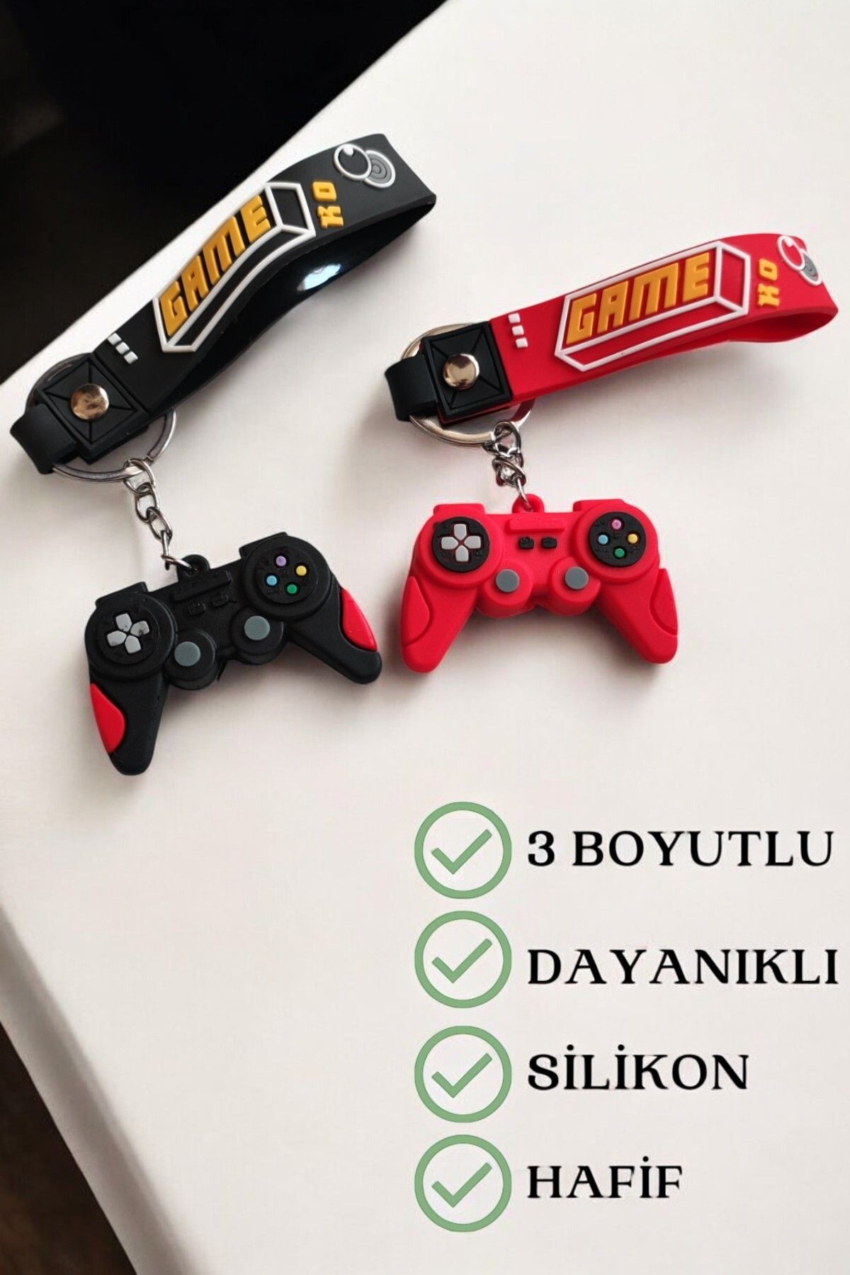 Lynare GAME JOYSTİCK OYUN KOLU 3D SİLİKON ANAHTARLIK 2 Adet