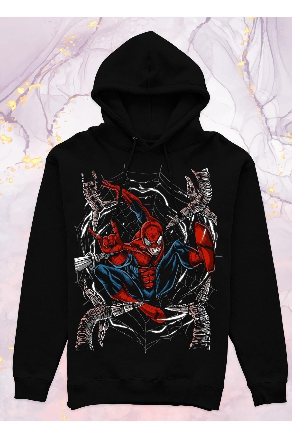 Pisa Art Spider-man (örümcek Adam) - Peter Parker - Cepsiz Kapüşonlu Sweatshirt