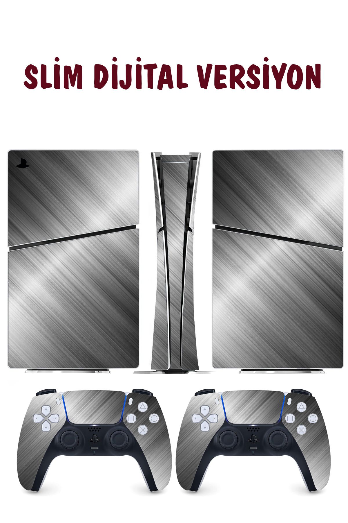 KT Decor Gri Metal Çizgiler Playstation 5 Full Sticker Kaplama Seti