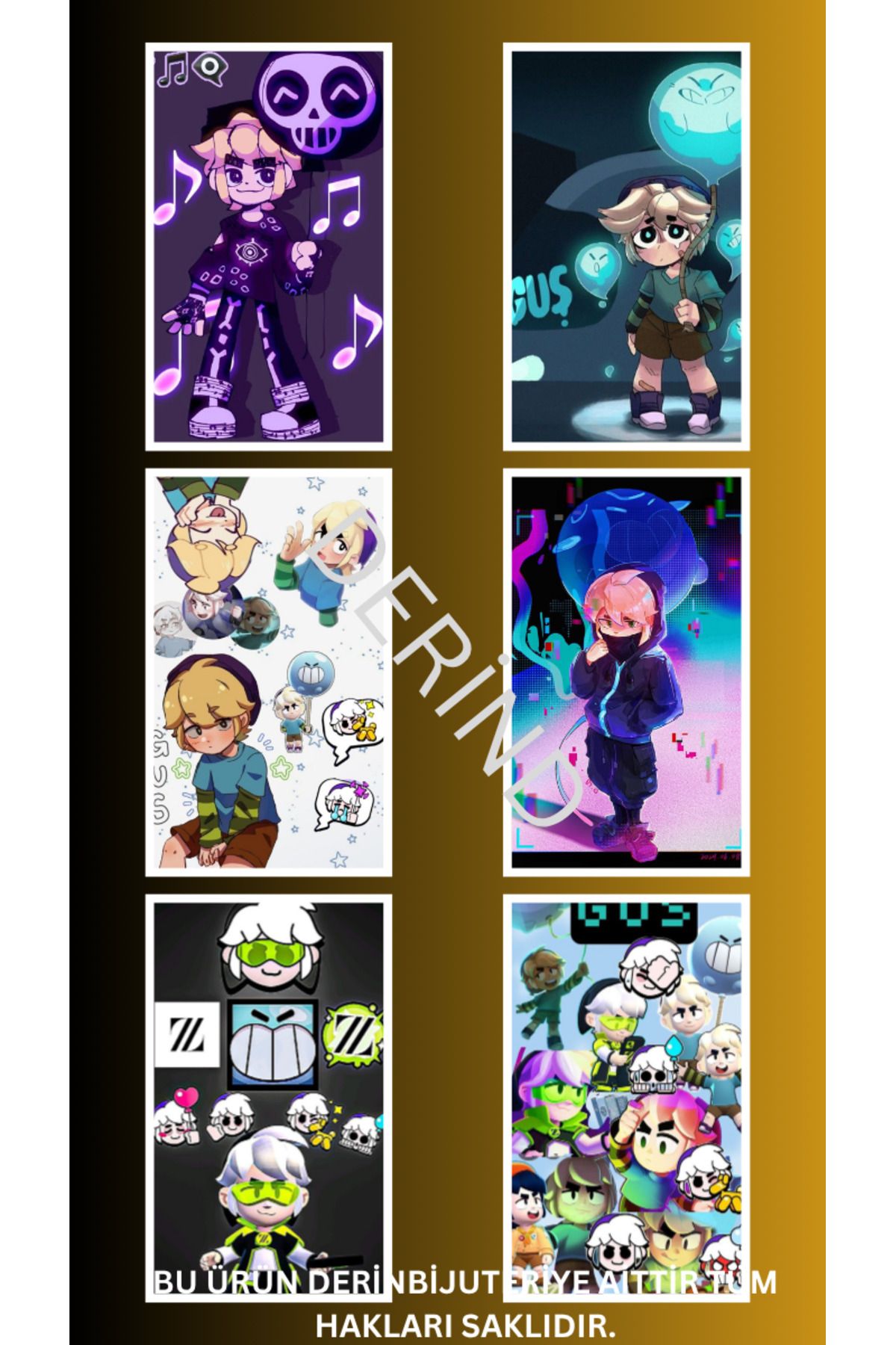 DERİND Brawl stars Gus Sticker Özel Üretim 8 adet 7.5 x 10cm