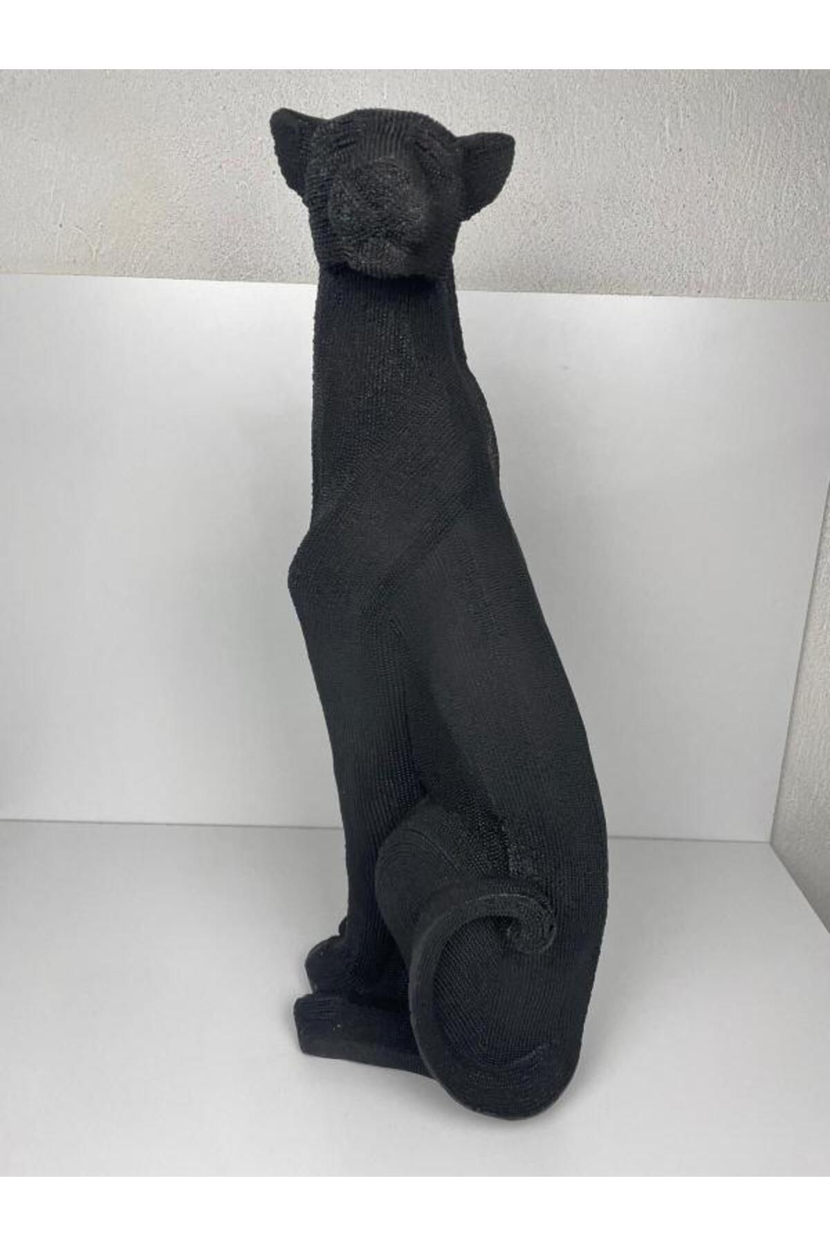 SerenityHaven Puma Dekoratif Heykel Siyah 70cm