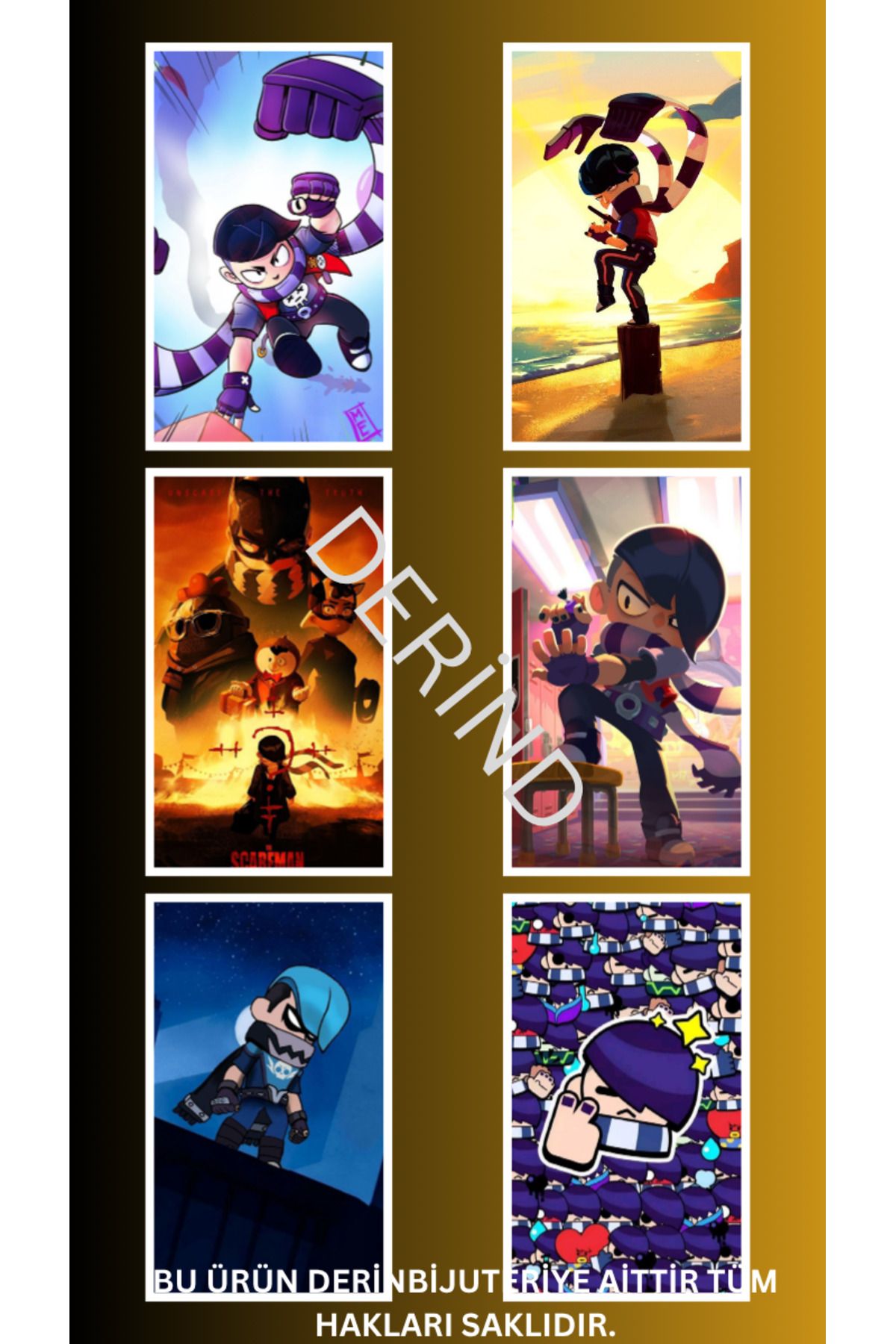 DERİND Brawl Stars Edgar Sticker Özel Üretim 8 adet 7.5 x 10cm