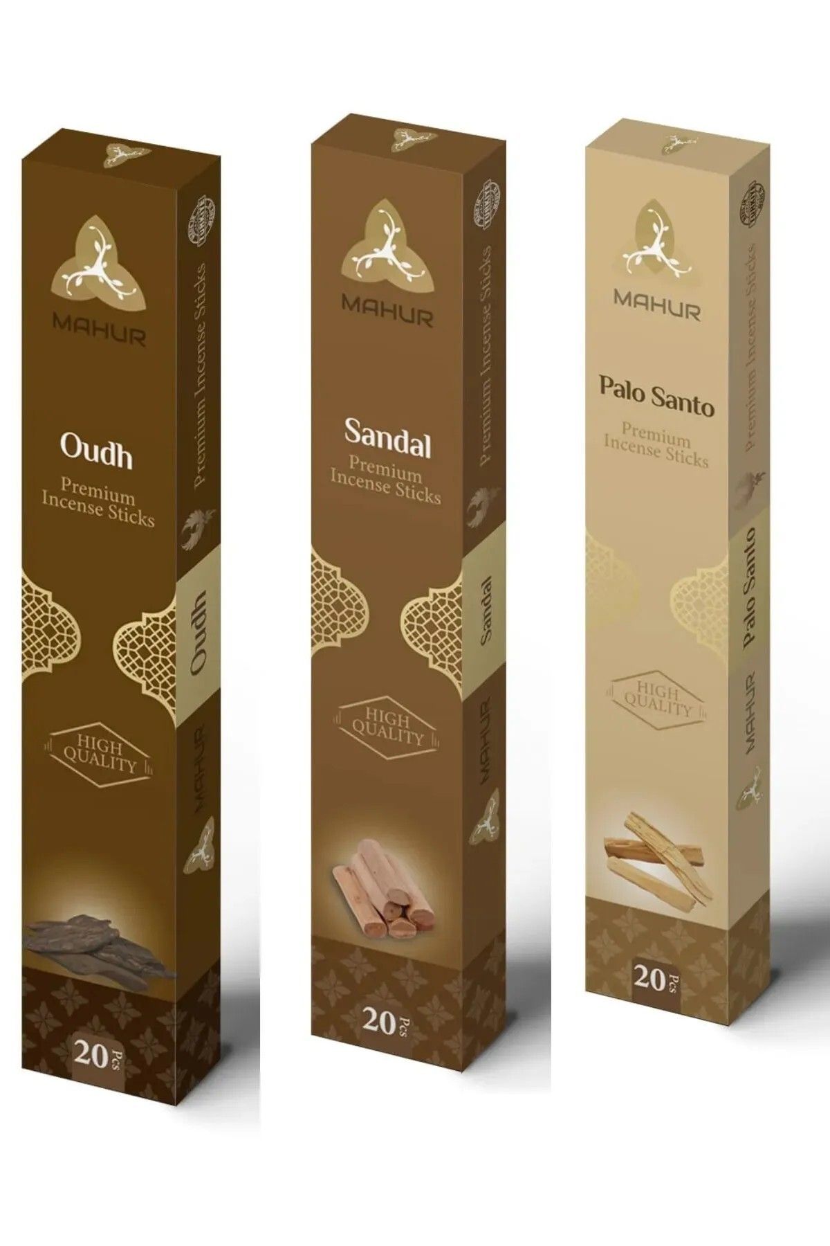 MAHUR Wooduree gıft 3 Farklı Aroma 60 Adet Çubuk tütsü sandal, oudh, palo santo