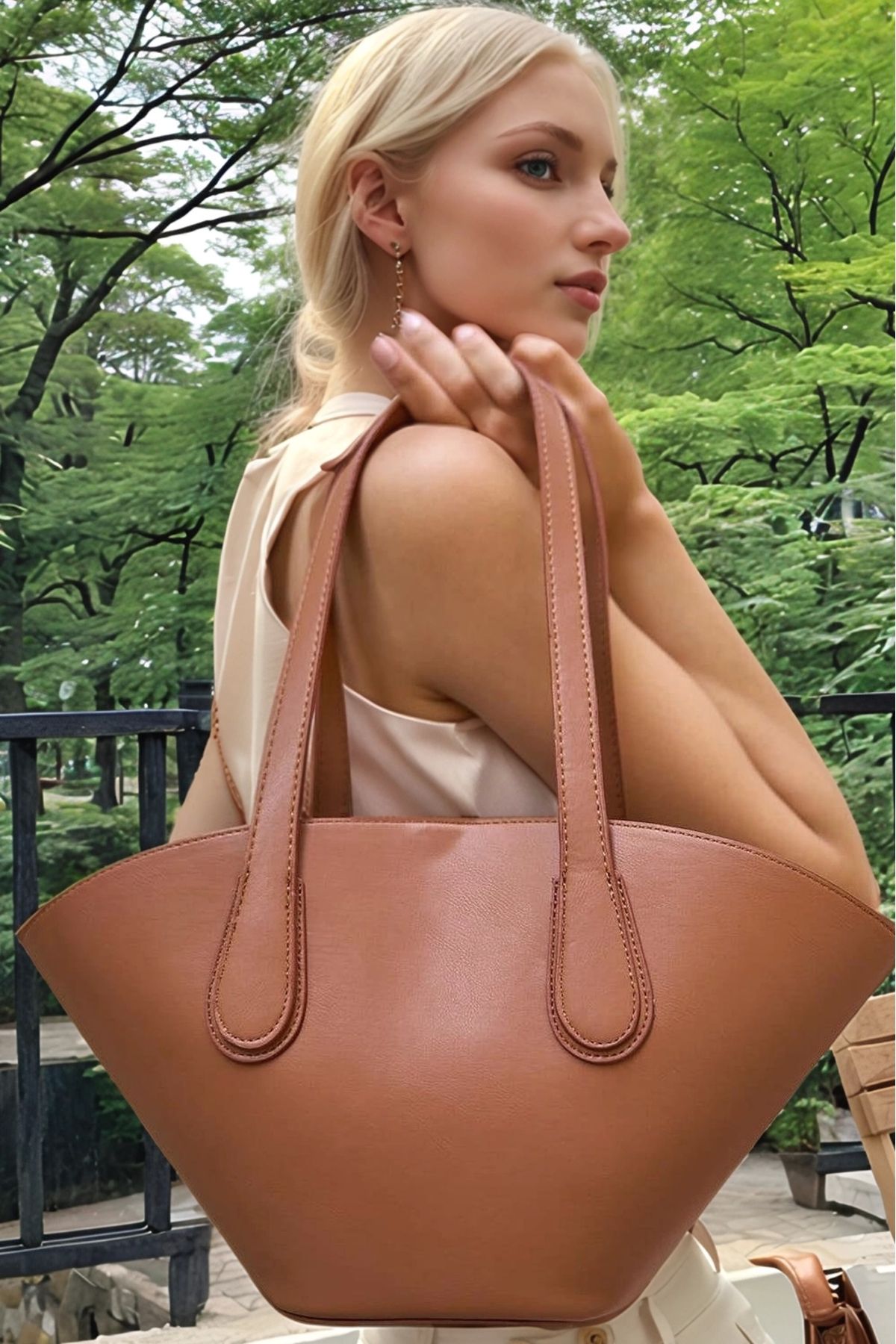 PayBuy Kadın El ve Omuz Kullanımlı Çıkarılabilir Cüzdanlı Modern Kesim Shopper Çanta