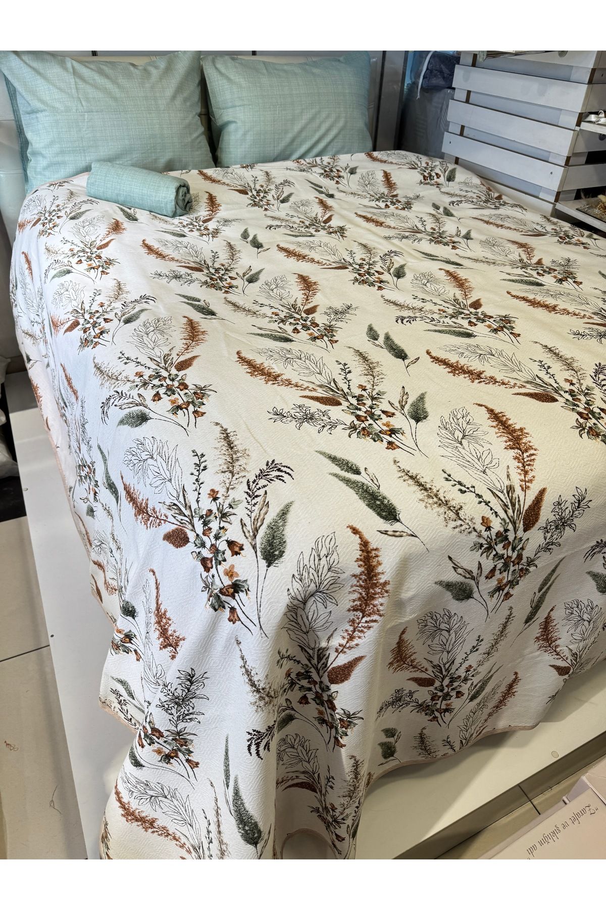 ŞENER HOME-Başak Patterned Sheet Elastic Single Pique Set 4