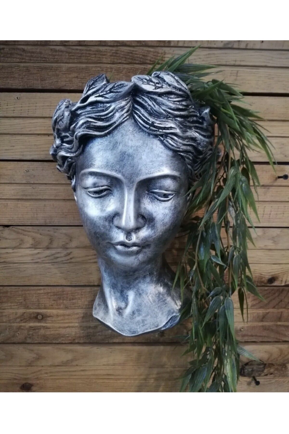 SerenityHaven Ev Dekor Dekoratif Gümüş Eskitme Helen Duvar Saksısı Heykel Biblo Biblo Büst Aksesuar