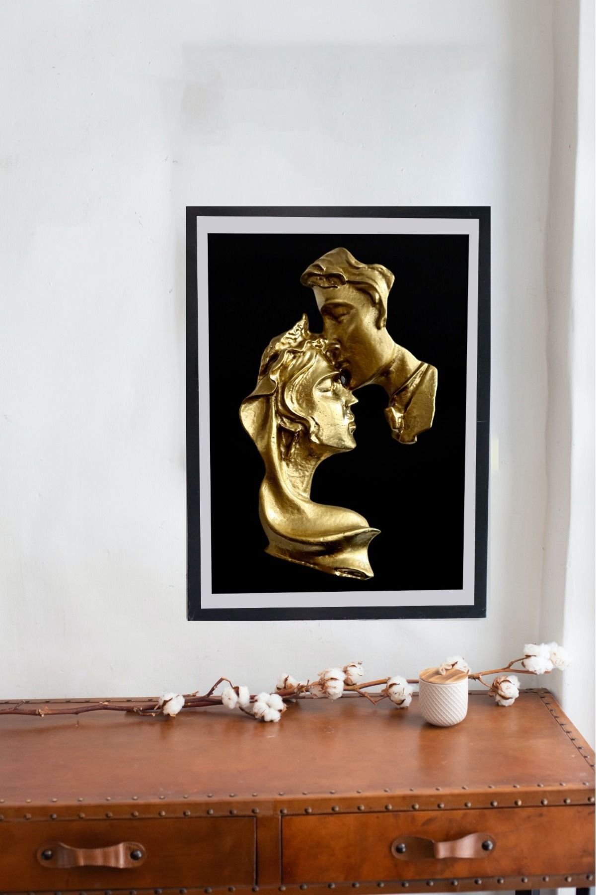 SerenityHaven Love Ask Sevgililer Gold Biblo Duvar Asma 24 Cm (TABLO DAHİL DEĞİLDİR)