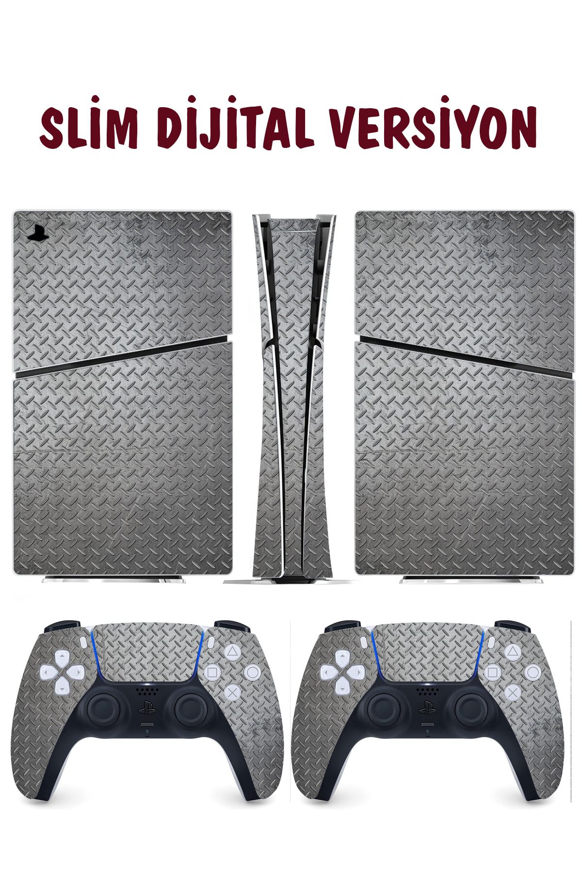 KT Decor Gri Metal Yüzey Playstation 5 Full Sticker Kaplama Seti