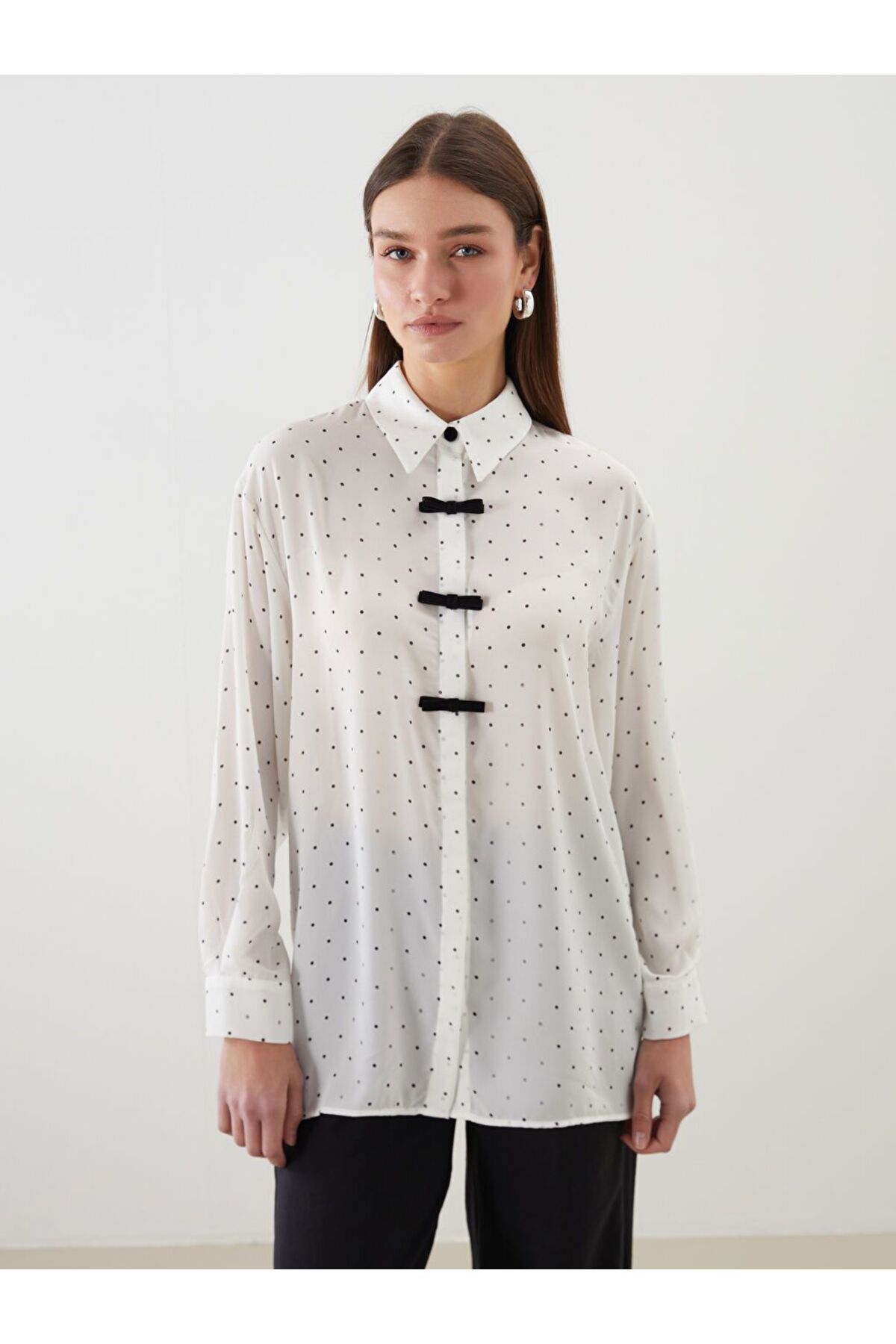 LC Waikiki LCW Modest Puantiyeli Kadın Gömlek Tunik