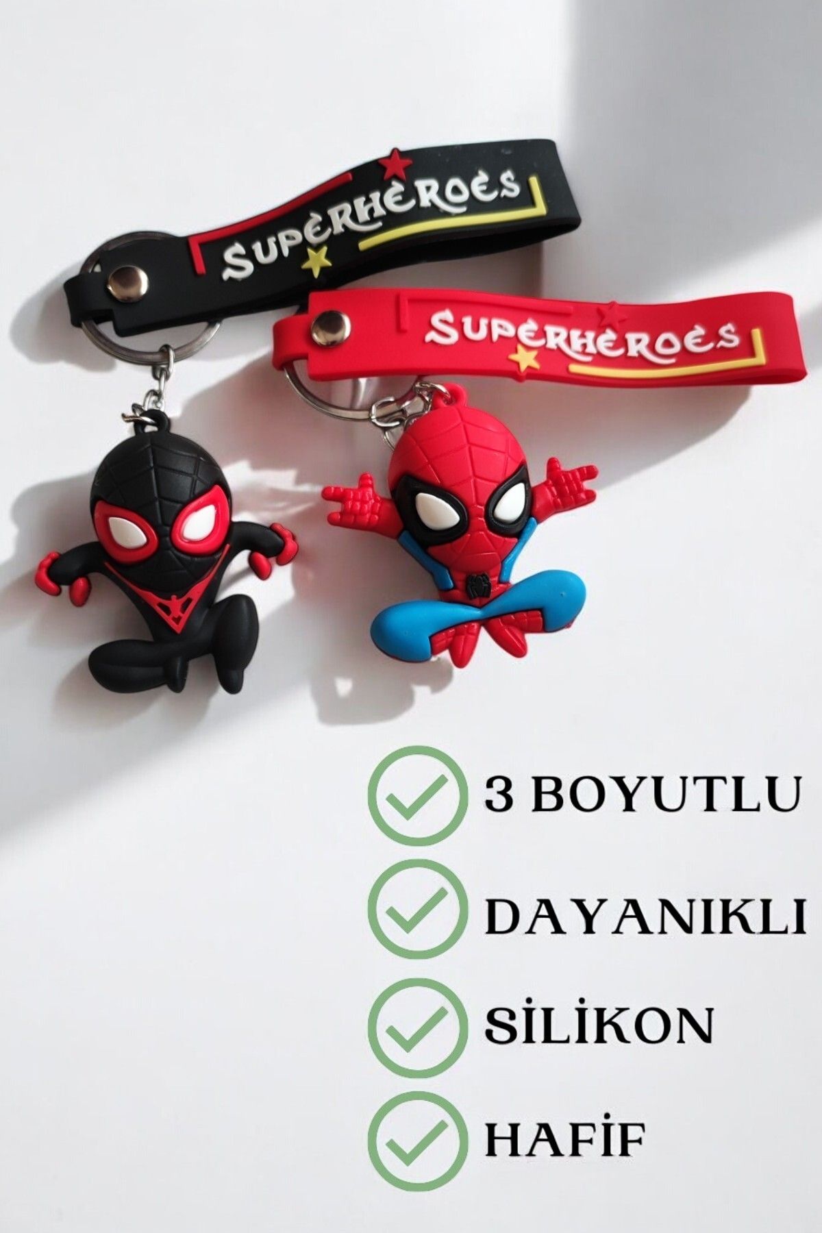 Lynare 2'Lİ Spiderman Örümcek Adam 3D Silikon Anahtarlık ve Çanta Aksesuarı