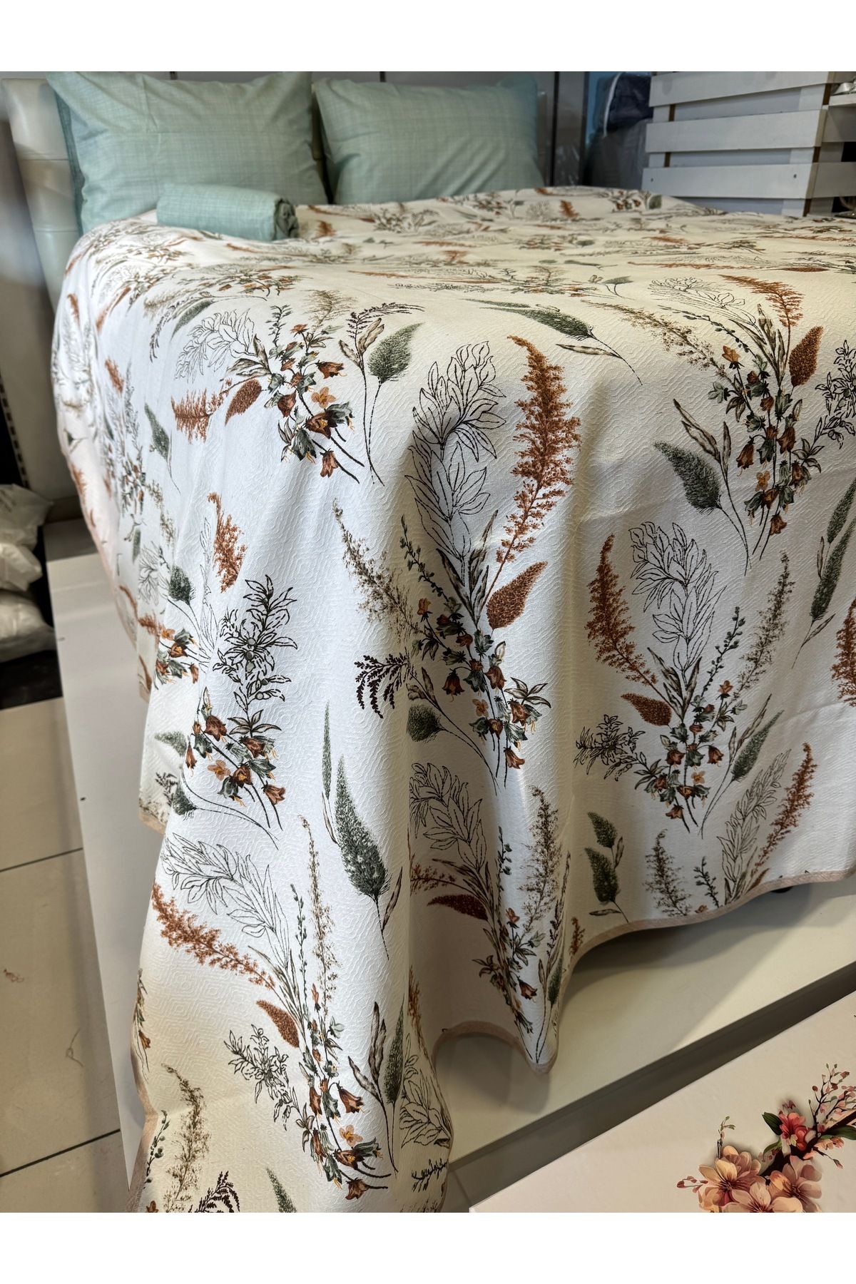 ŞENER HOME-Başak Patterned Sheet Elastic Single Pique Set 3