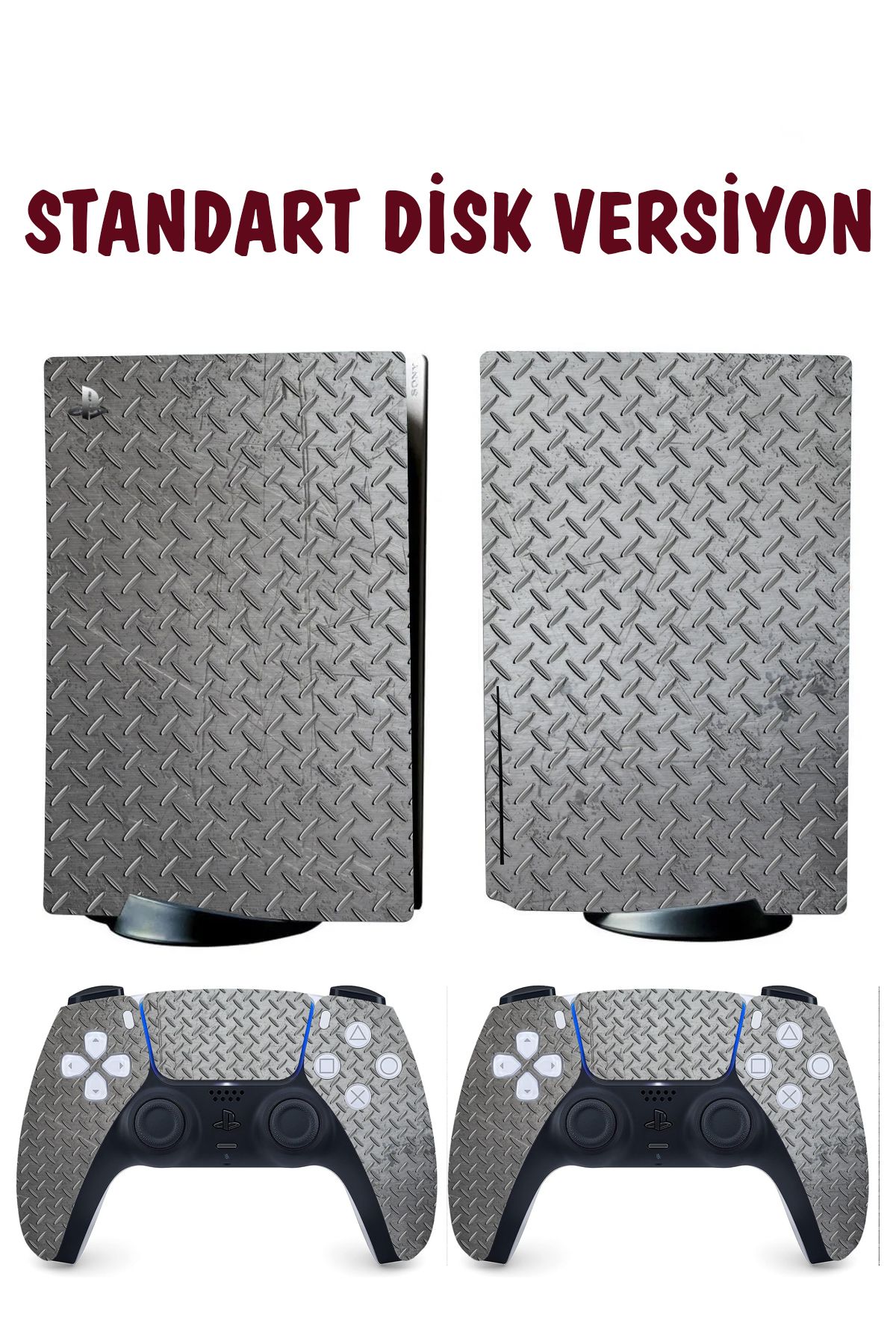 KT Decor Gri Metal Yüzey Playstation 5 Full Sticker Kaplama Seti
