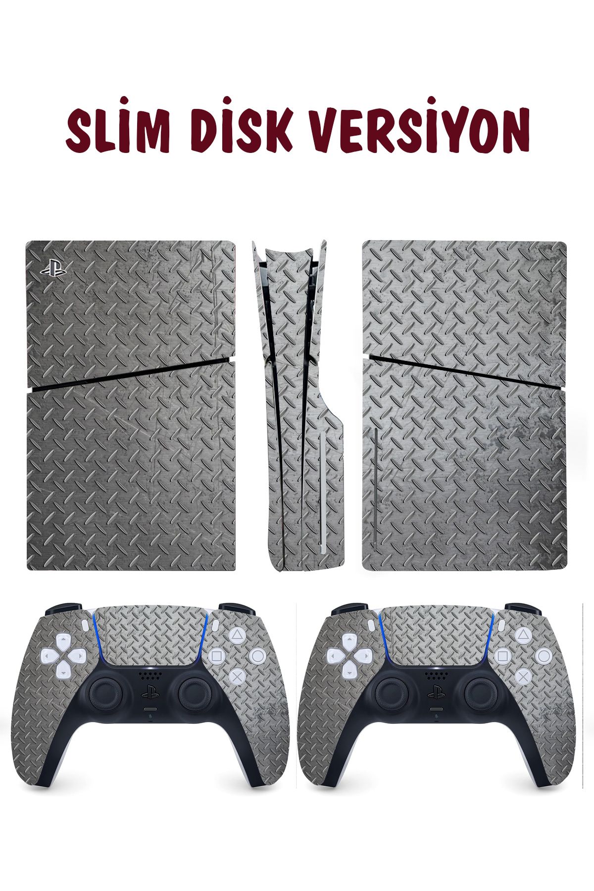 KT Decor Gri Metal Yüzey Playstation 5 Full Sticker Kaplama Seti