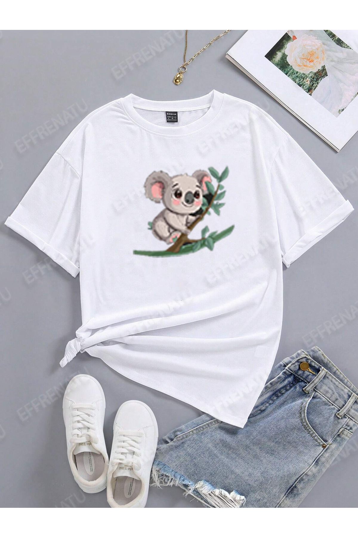 EFFRENATU Baskılı Büyüleyici Büyük Beden T-shirt