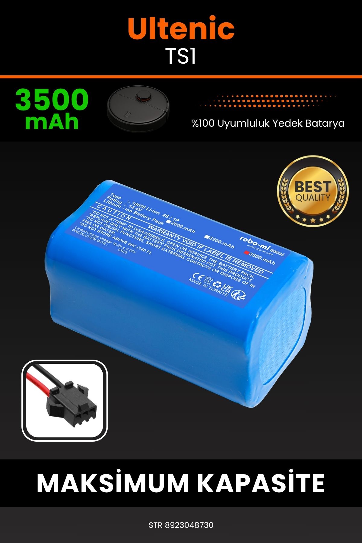 robo-mi Ultenic TS1 3500mAh Robot Süpürge Bataryası - Yüksek Yoğunluklu Li-ion Hücre