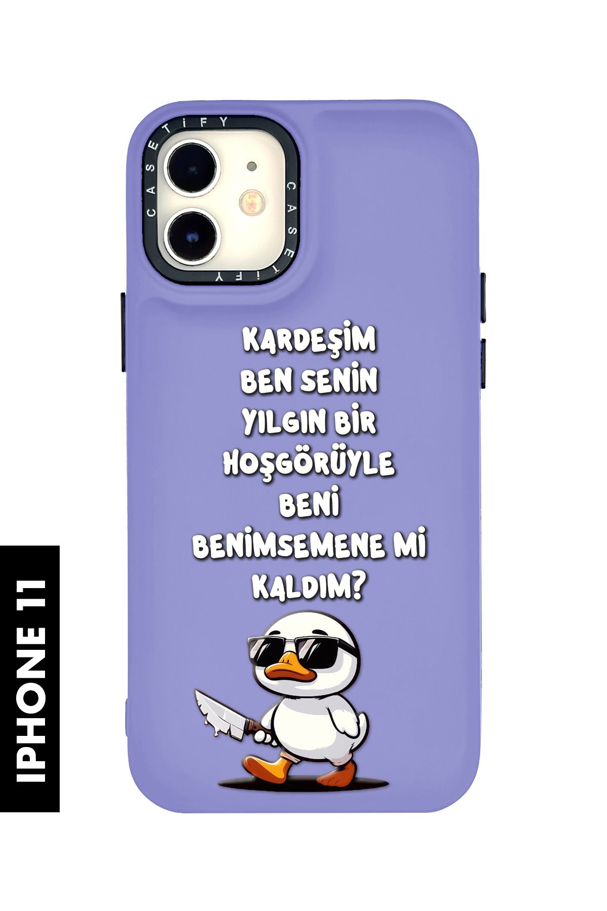 mooodcase iPhone 11 Uyumlu Katil Ördek Desenli Silikonlu Pillow Kılıf